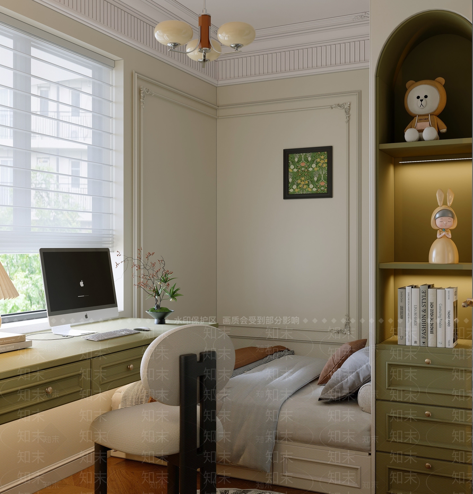 法式美式榻榻米卧室3D模型下载【ID:1204490585】
