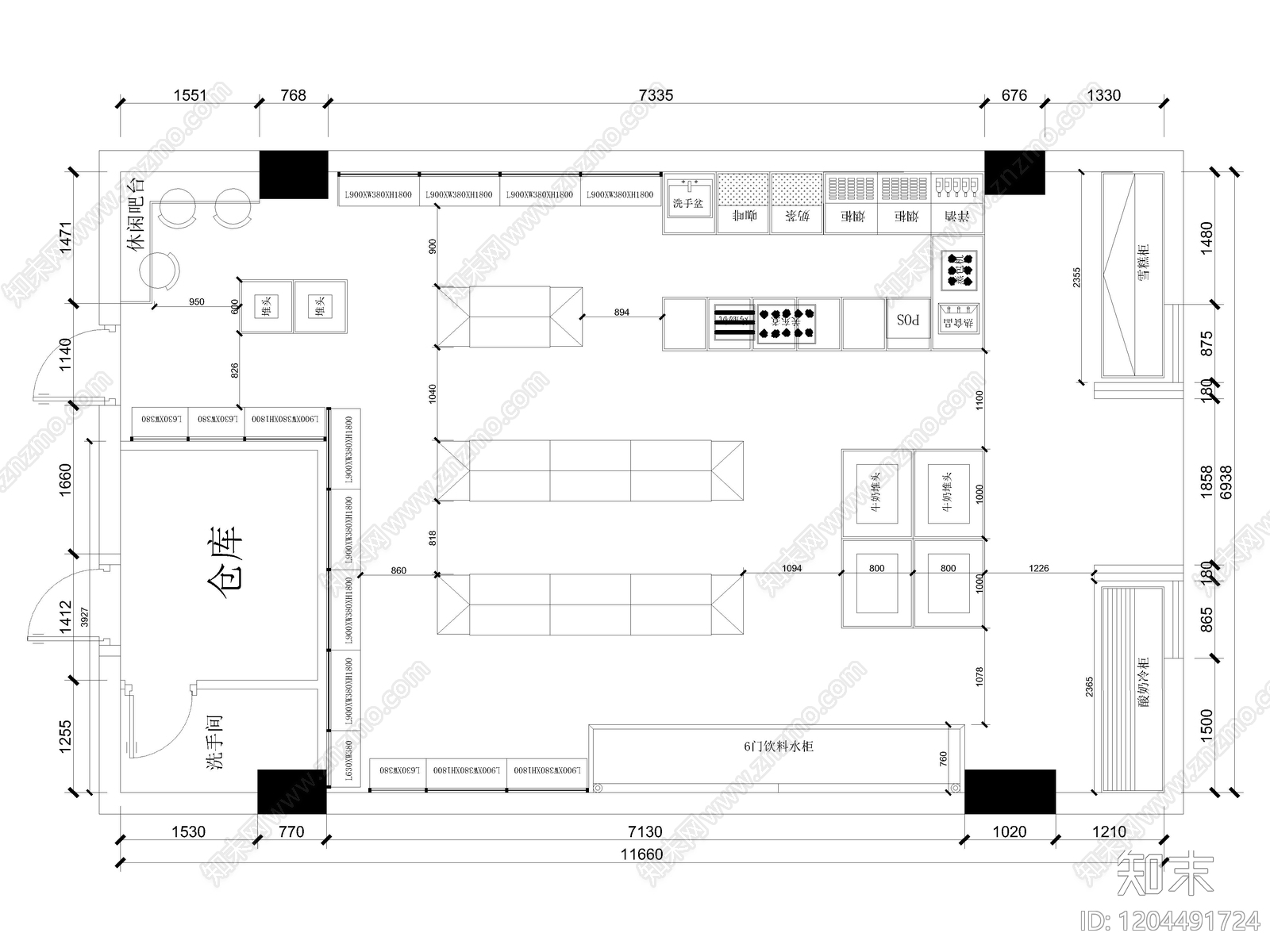 34套超市便利店零食店CAD平面布置图cad施工图下载【ID:1204491724】
