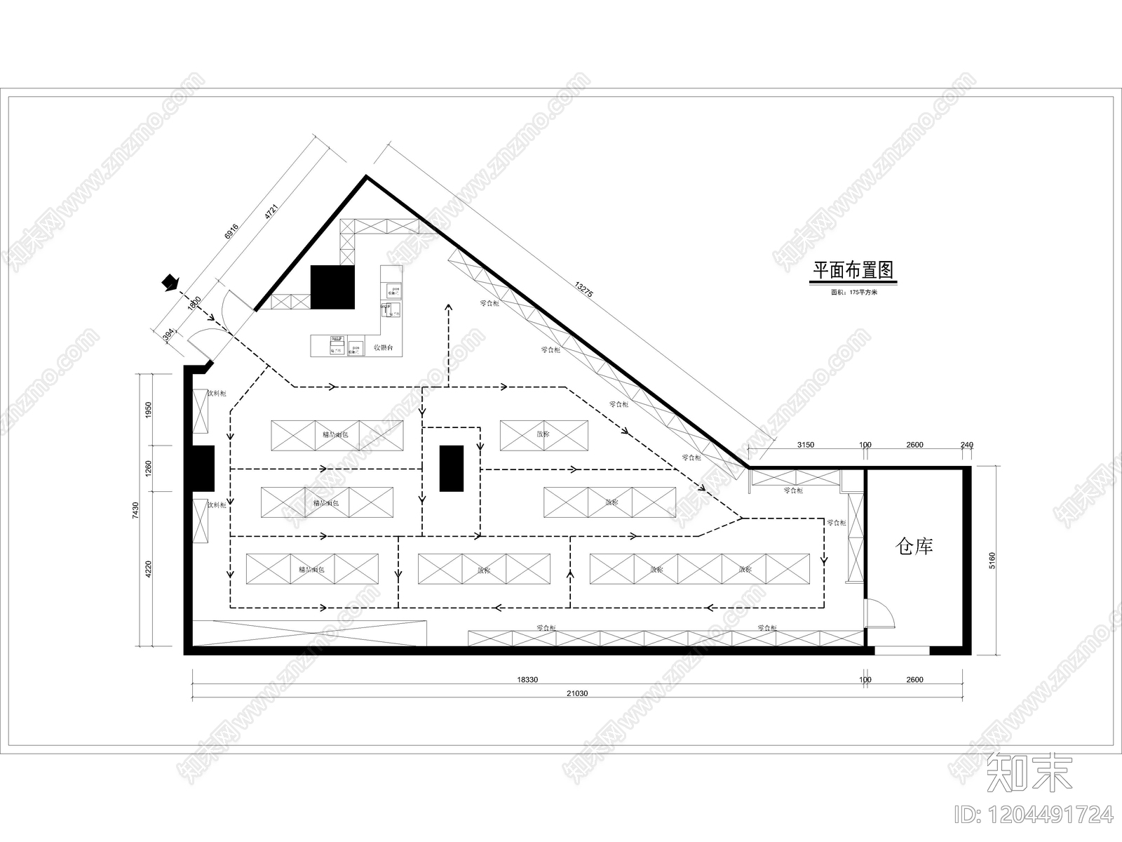34套超市便利店零食店CAD平面布置图cad施工图下载【ID:1204491724】
