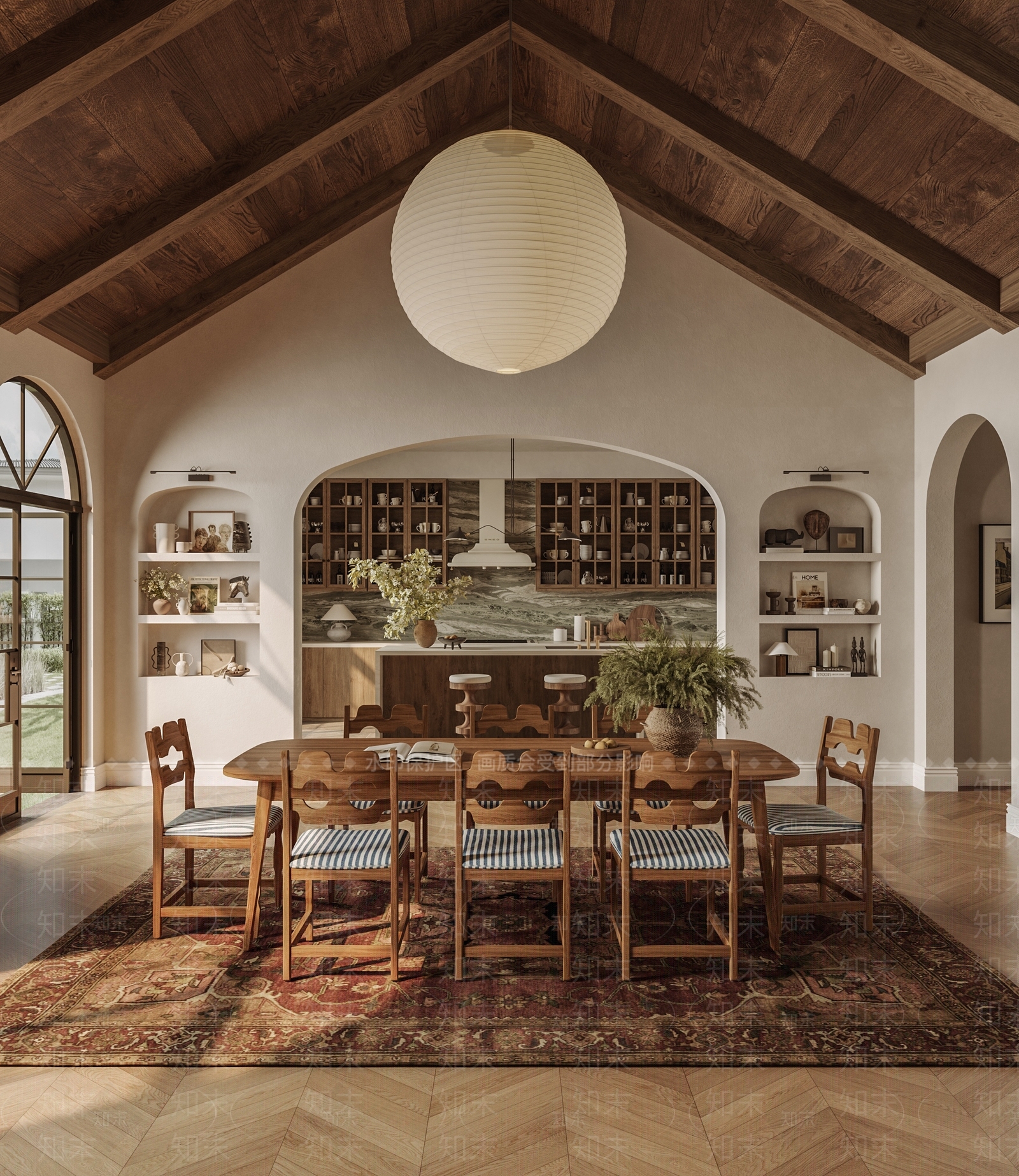 中古原木别墅餐厅3D模型下载【ID:1204491908】