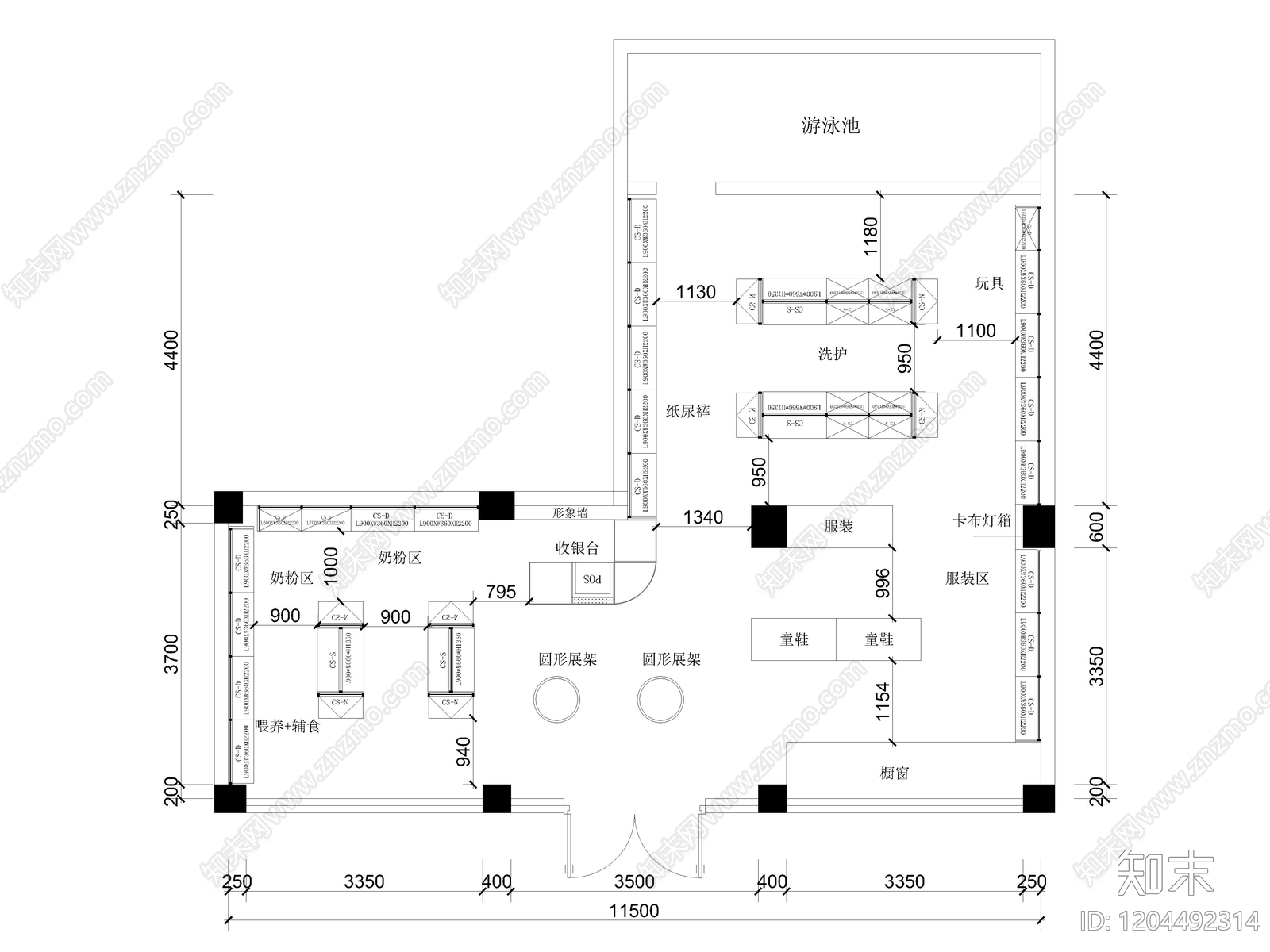 18套母婴专卖店奶粉店母婴坊CAD施工图cad施工图下载【ID:1204492314】