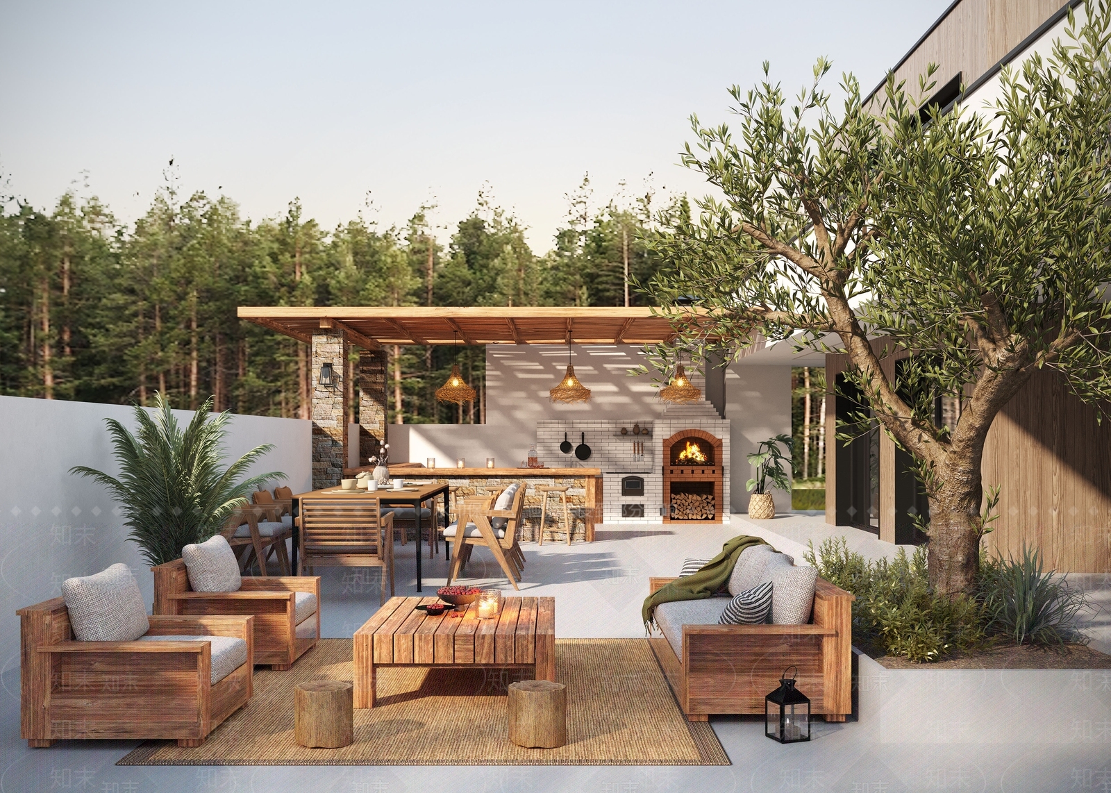 现代别墅庭院SU模型下载【ID:1204496202】