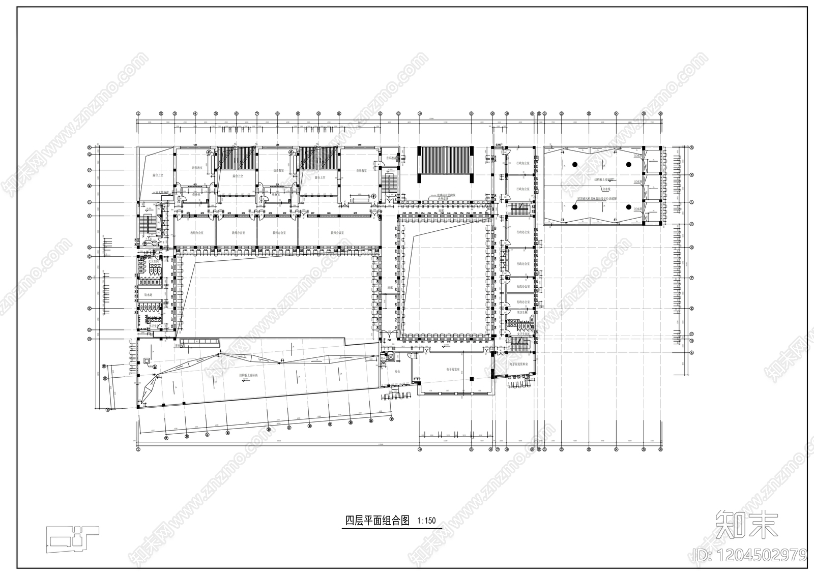 现代学校建筑cad施工图下载【ID:1204502979】
