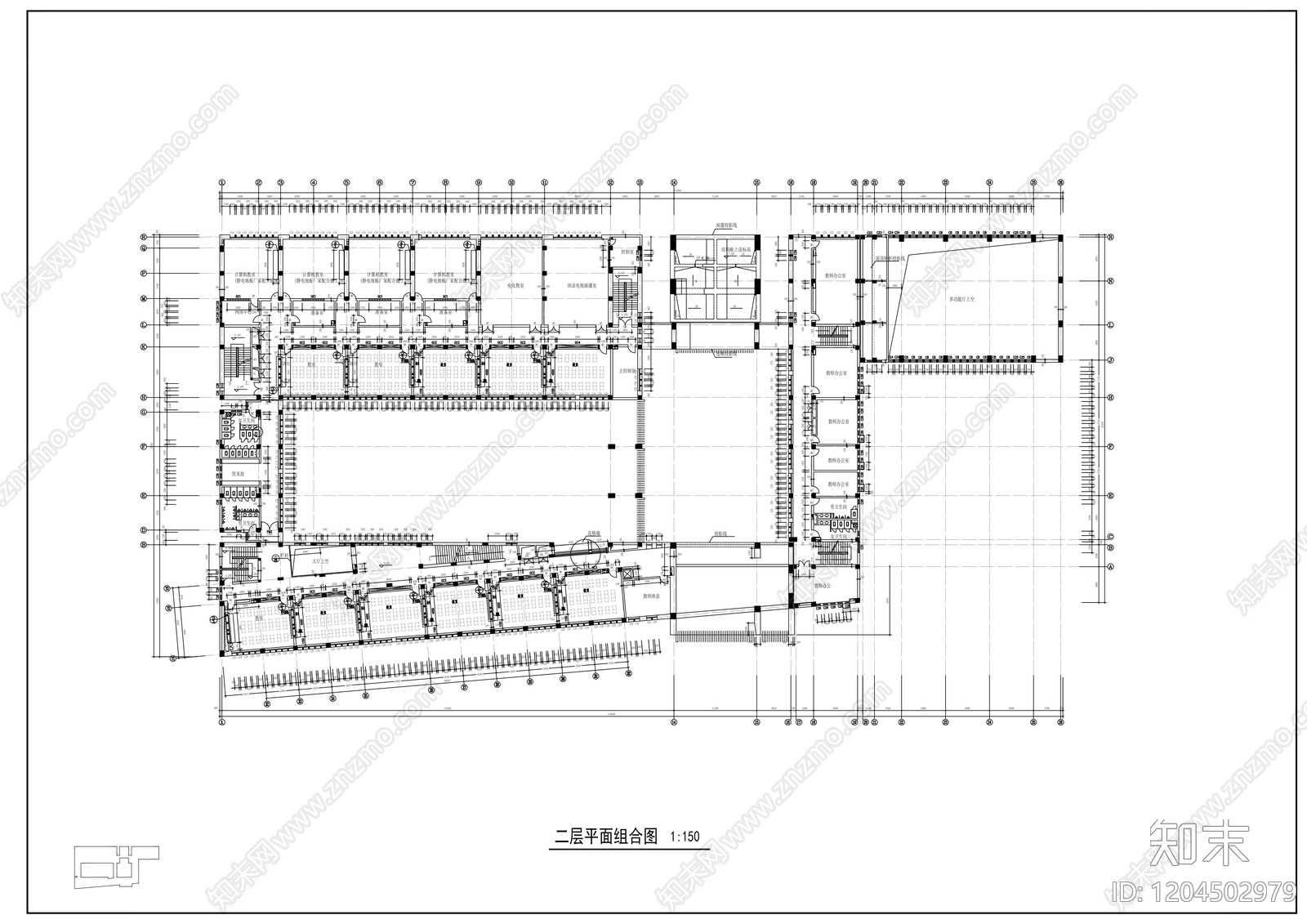 现代学校建筑cad施工图下载【ID:1204502979】