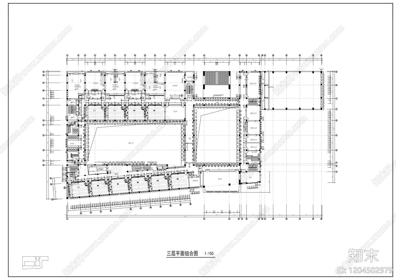 现代学校建筑cad施工图下载【ID:1204502979】