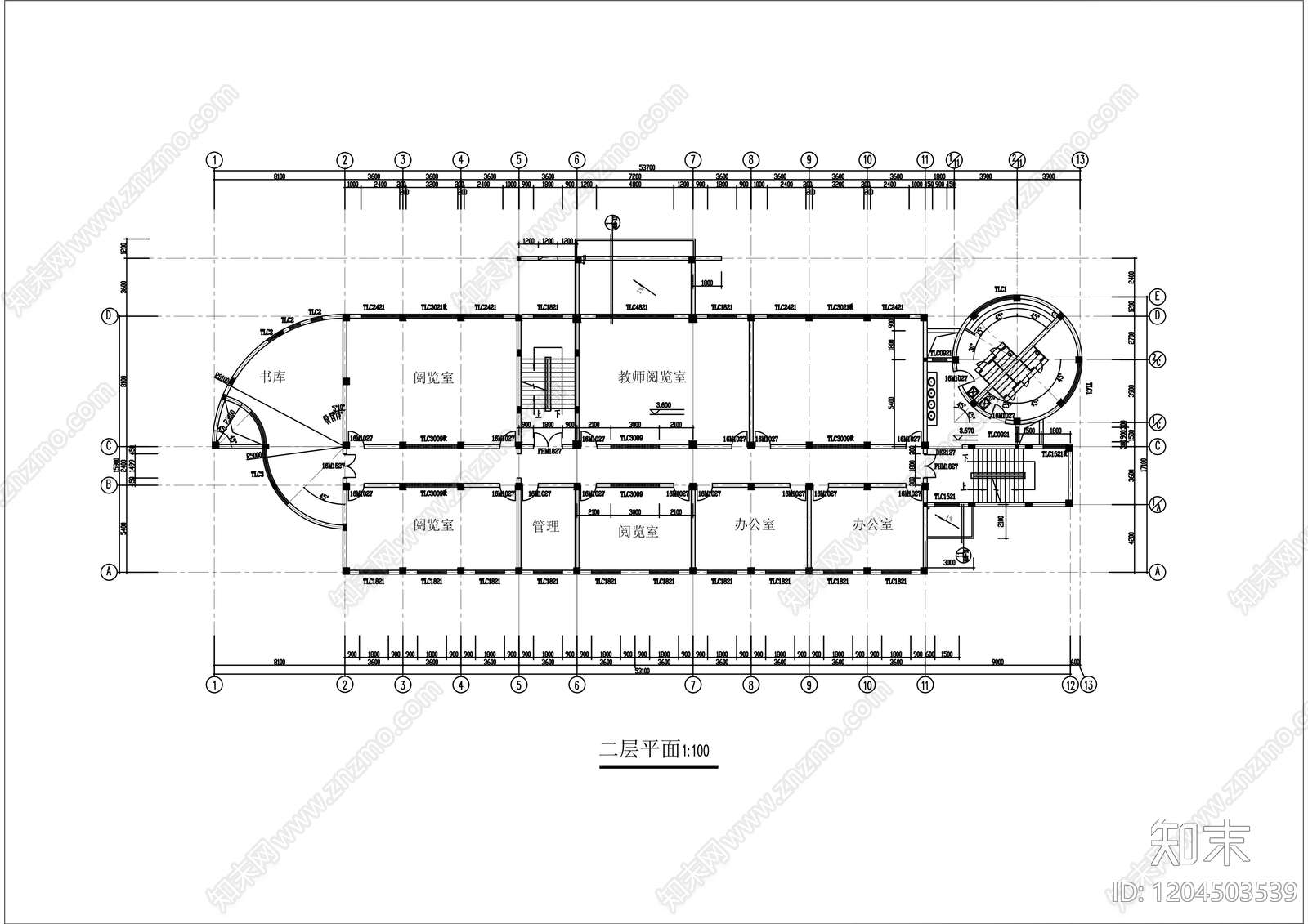 现代学校建筑cad施工图下载【ID:1204503539】