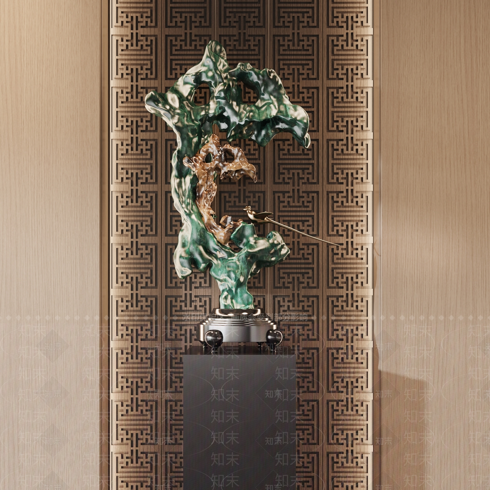 新中式雕塑摆件3D模型下载【ID:1204505588】
