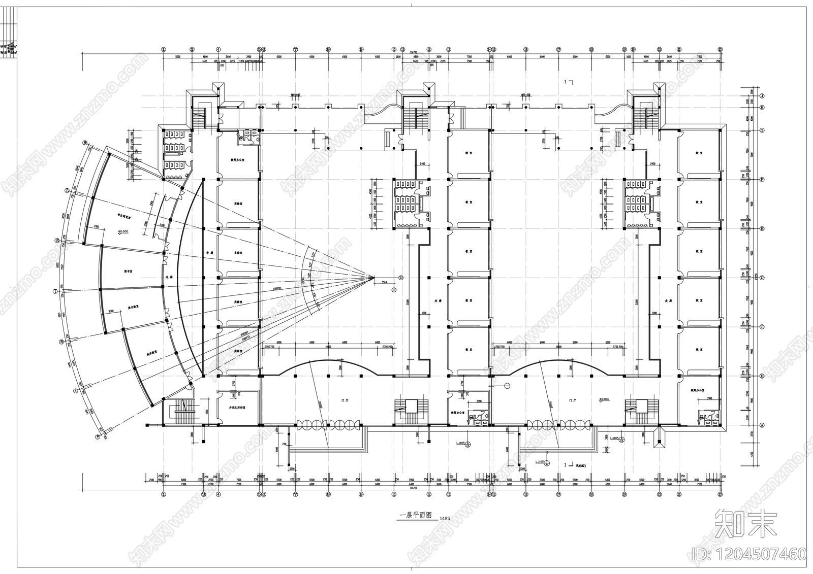 现代学校建筑cad施工图下载【ID:1204507460】