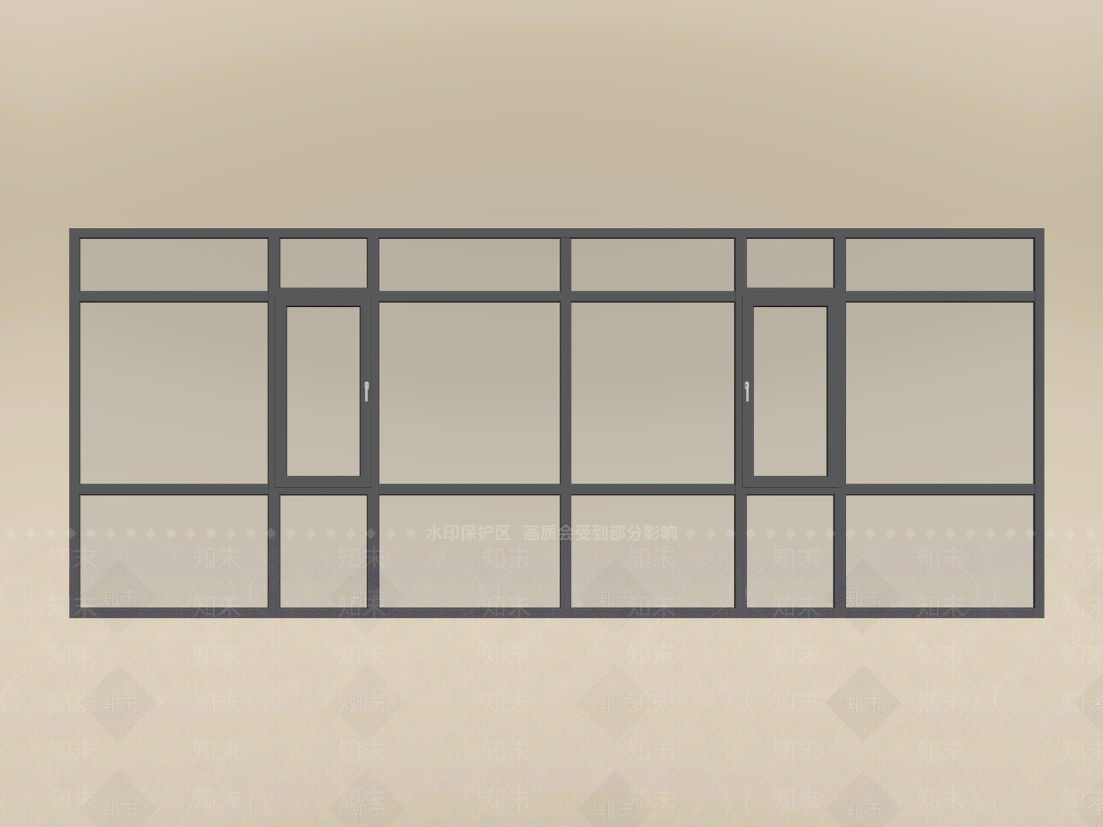 现代落地窗SU模型下载【ID:1204507433】