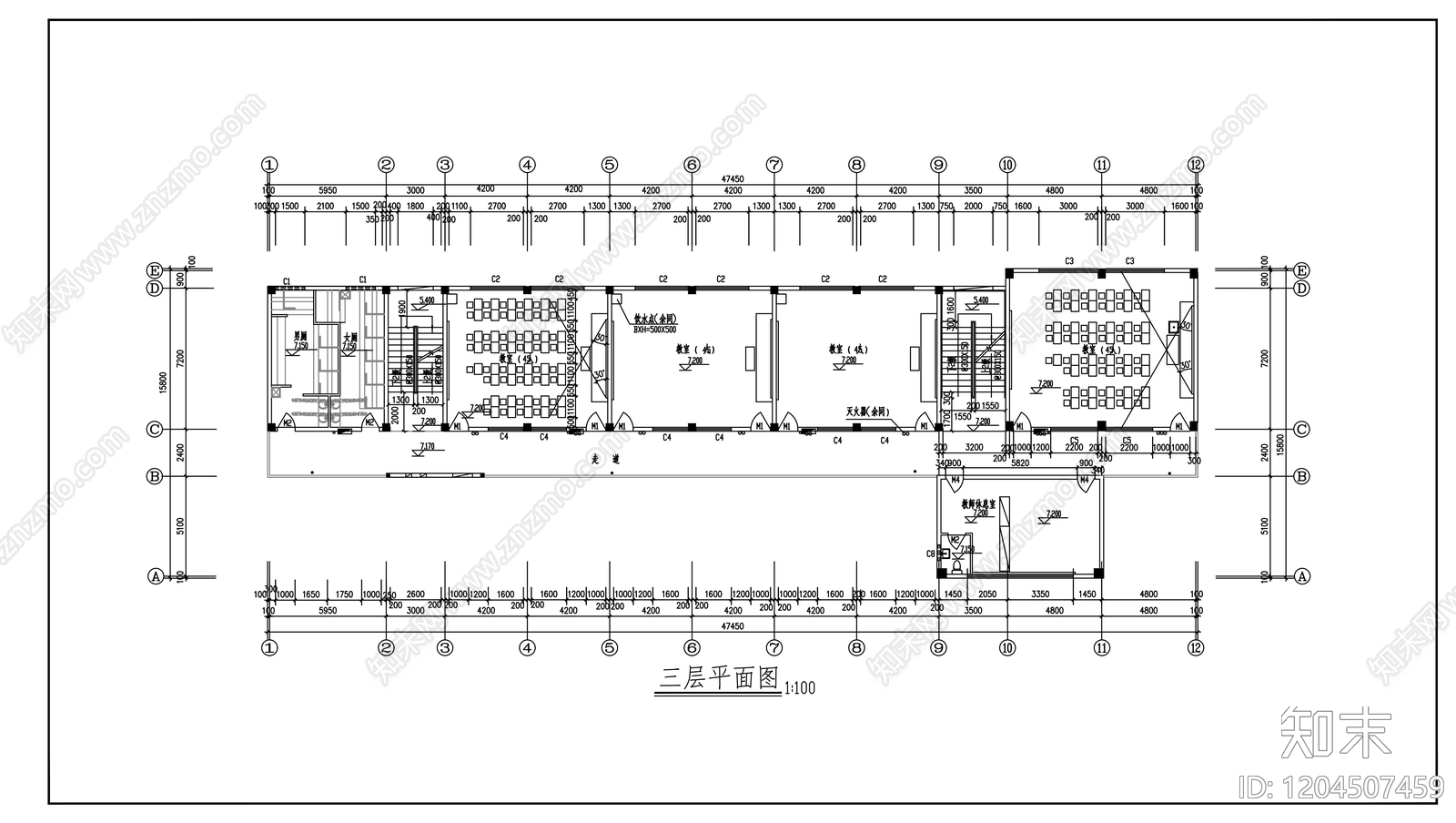 现代学校建筑cad施工图下载【ID:1204507459】