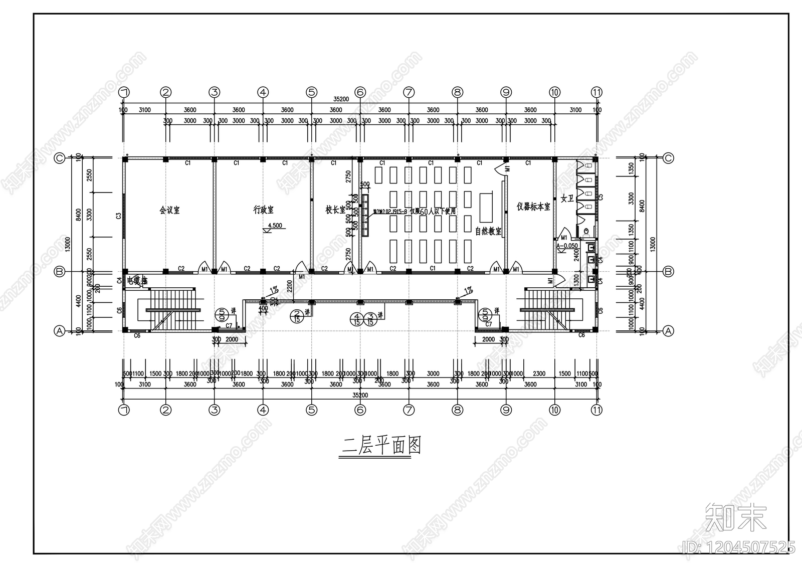 现代学校建筑cad施工图下载【ID:1204507525】