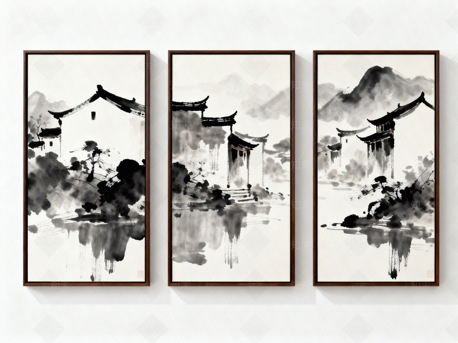 新中式中式水墨画贴图下载【ID:1204508127】