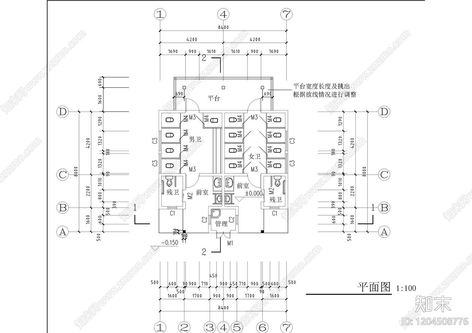 现代公厕cad施工图下载【ID:1204508776】