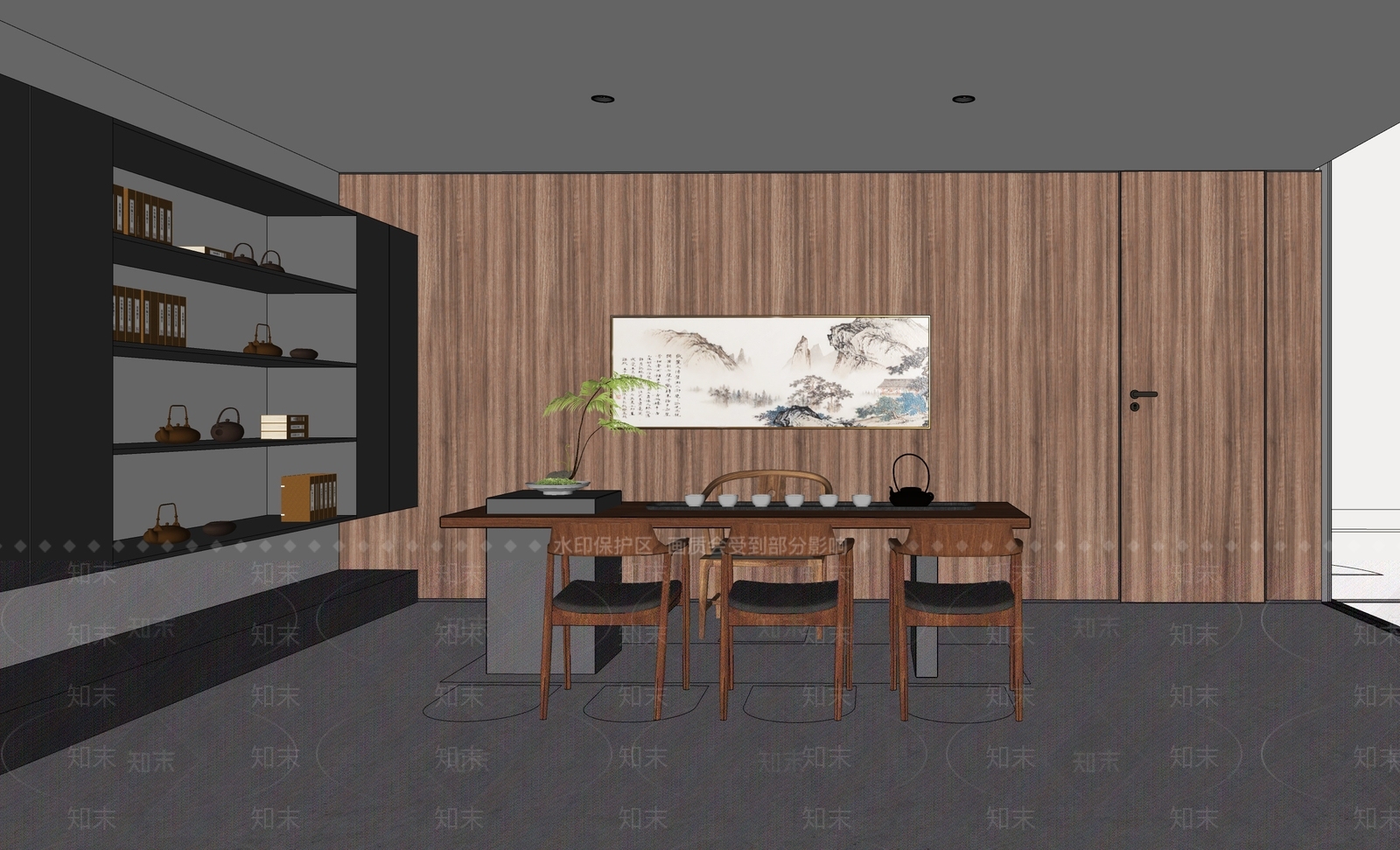 现代新中式其他办公区域SU模型下载【ID:1204509351】