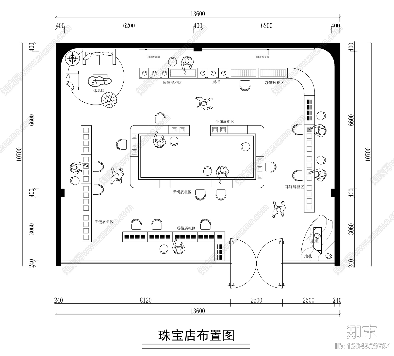 现代轻奢珠宝店施工图下载【ID:1204509784】