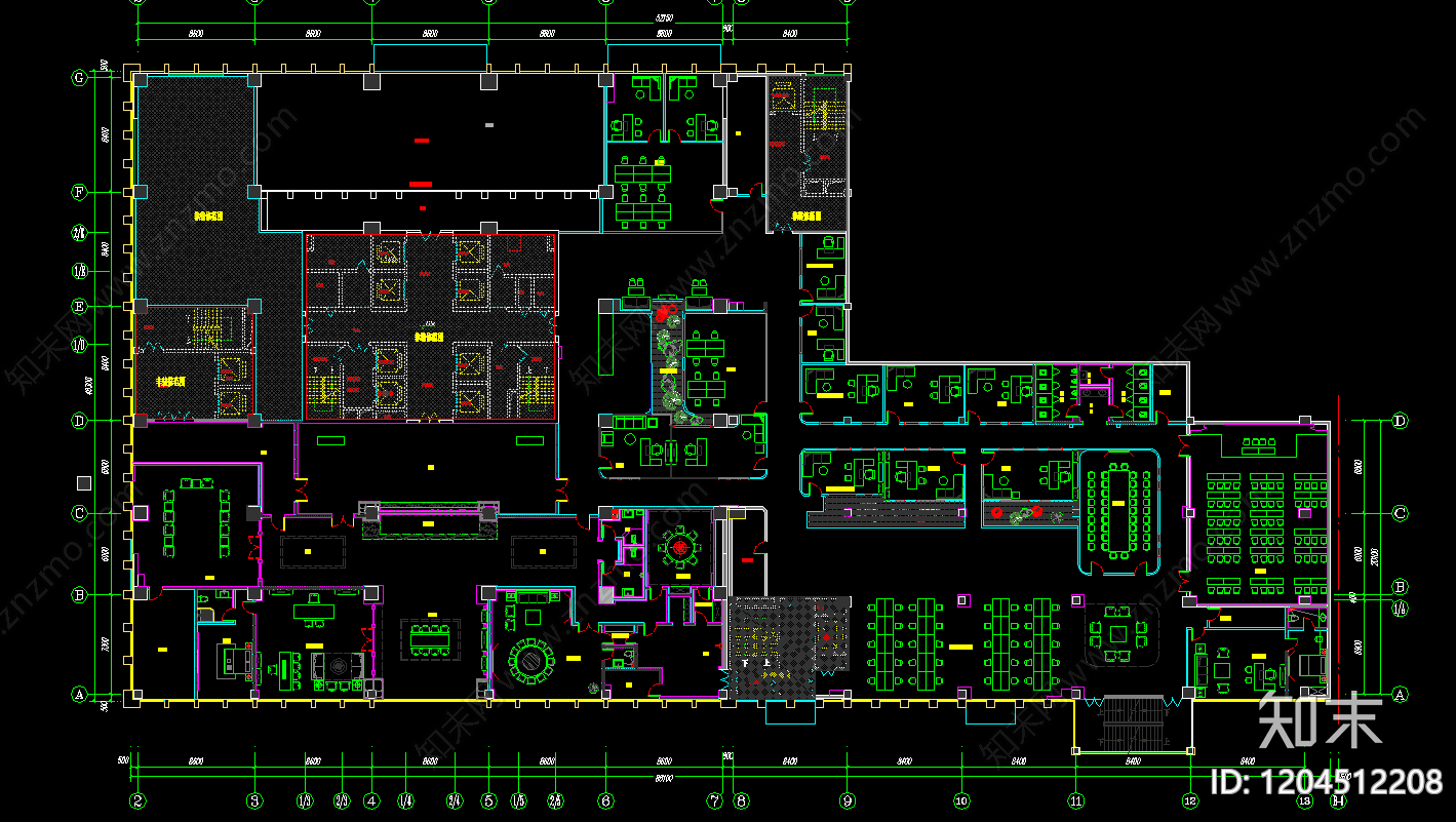 现代新中式整体办公空间施工图下载【ID:1204512208】