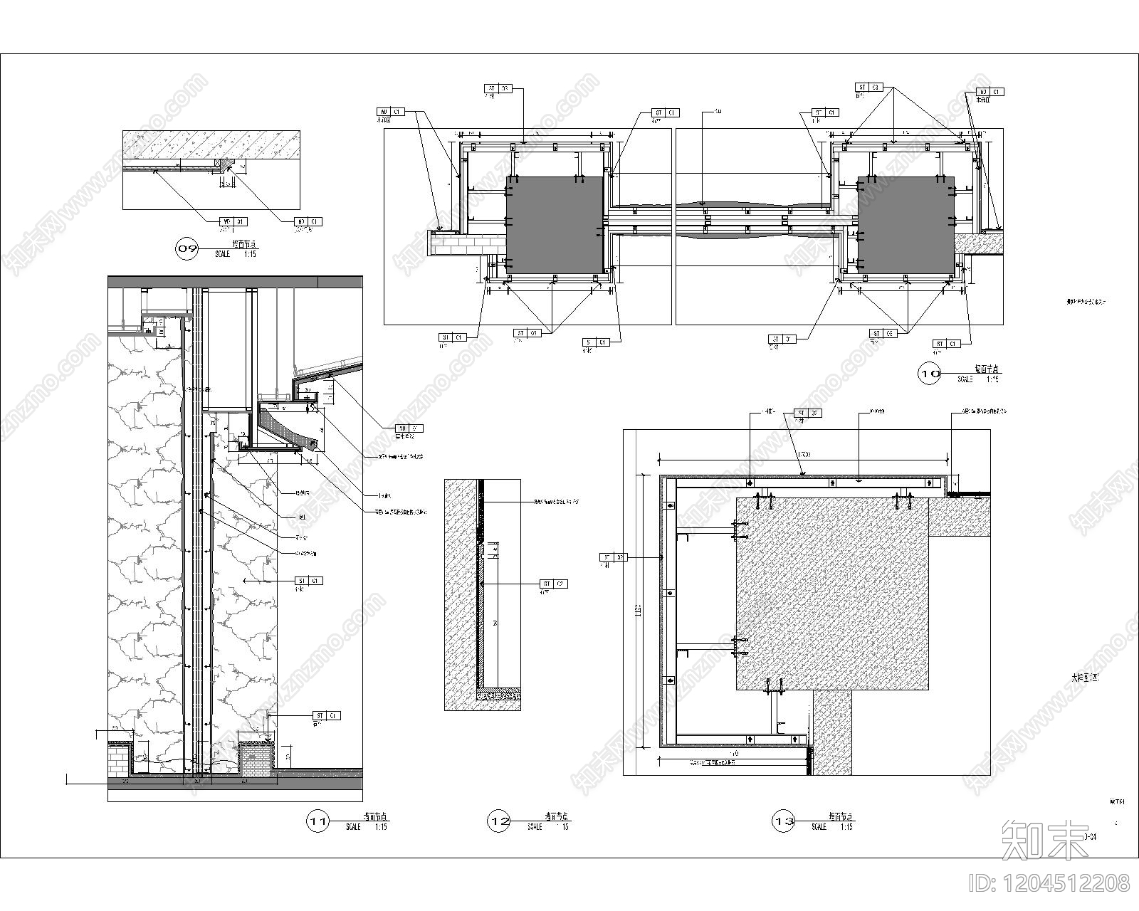 现代新中式整体办公空间cad施工图下载【ID:1204512208】