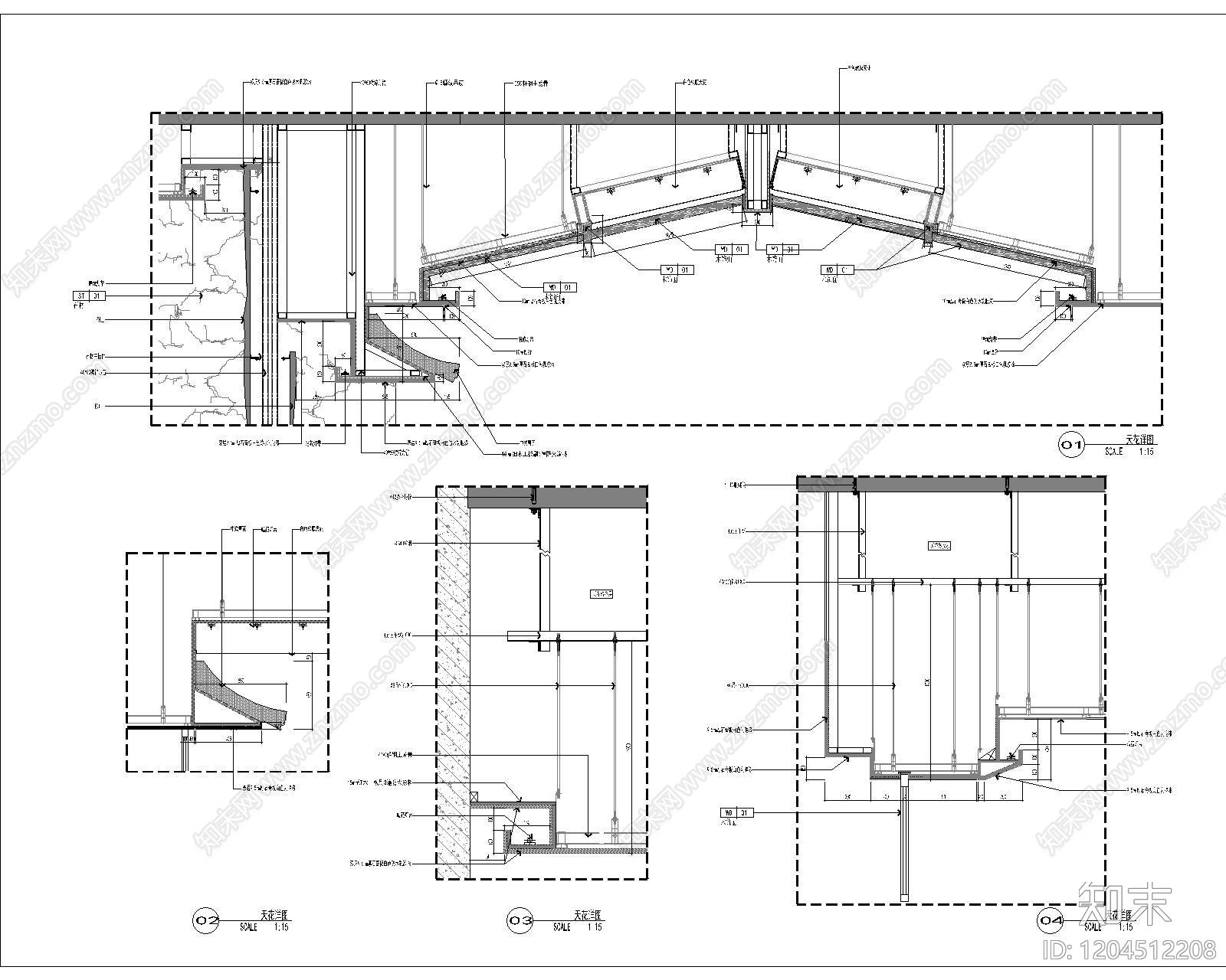 现代新中式整体办公空间cad施工图下载【ID:1204512208】
