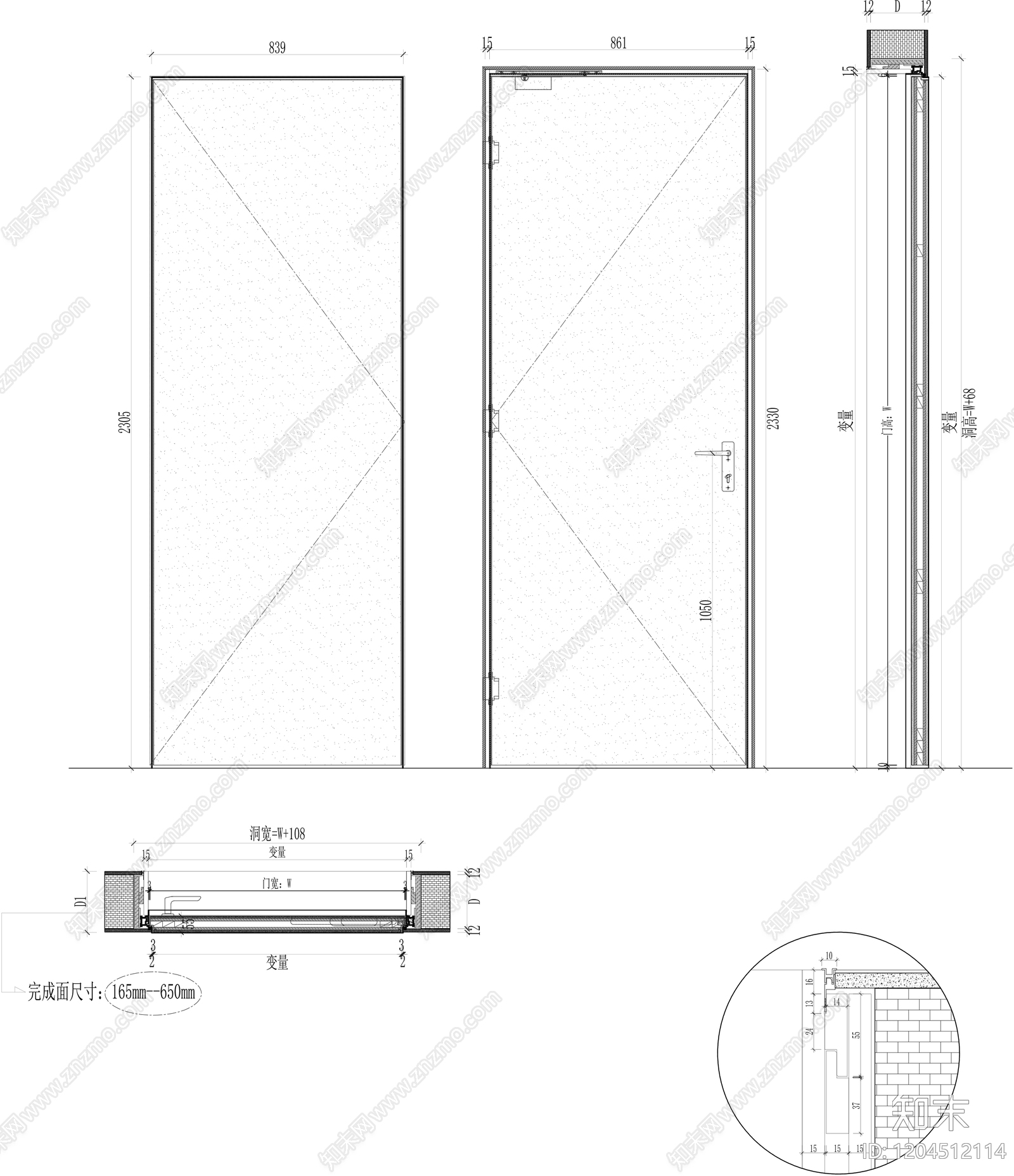 隐形门节点施工图下载【ID:1204512114】