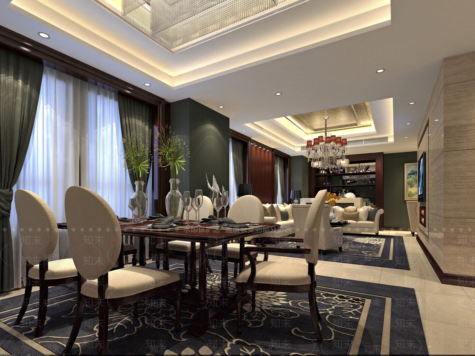 简欧西餐厅3D模型下载【ID:1204516430】