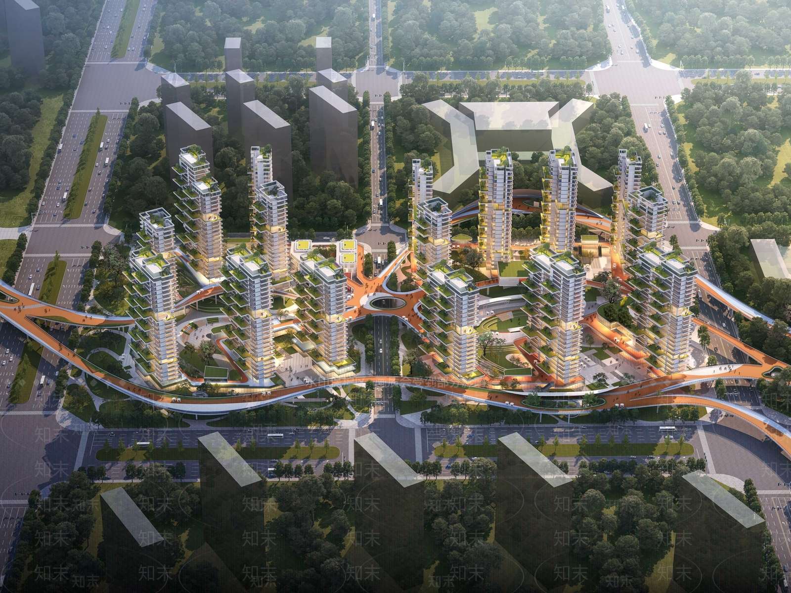 现代小区建筑SU模型下载【ID:1204517579】