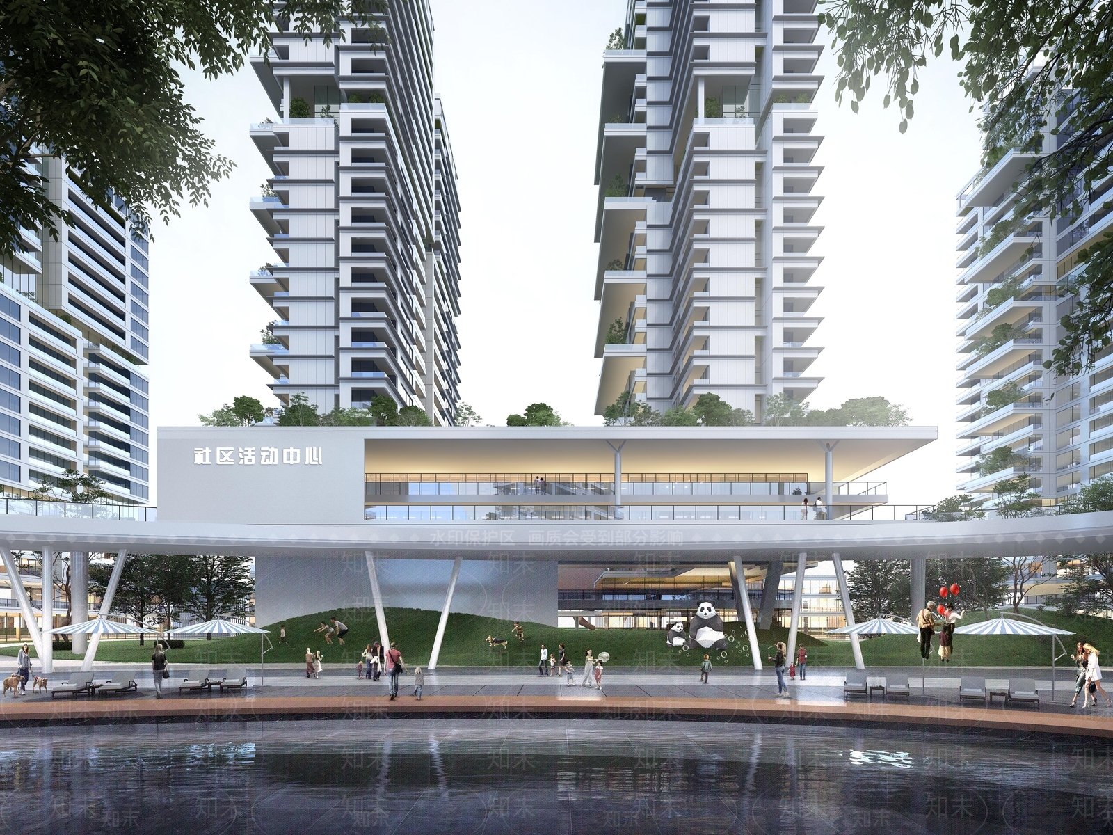 现代小区建筑SU模型下载【ID:1204517579】