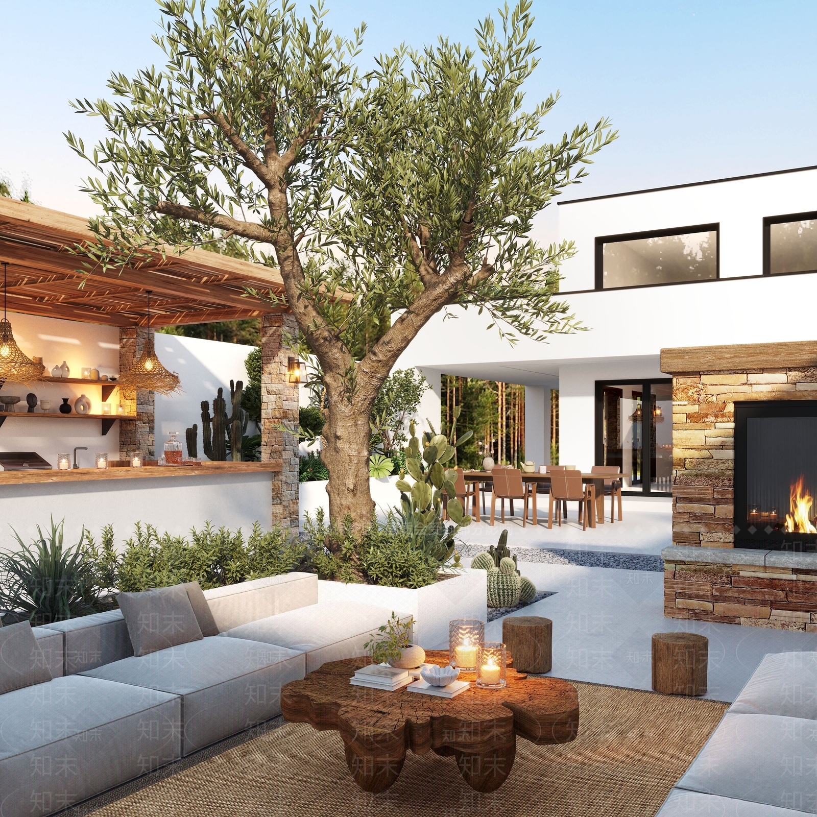 现代别墅庭院SU模型下载【ID:1204518701】