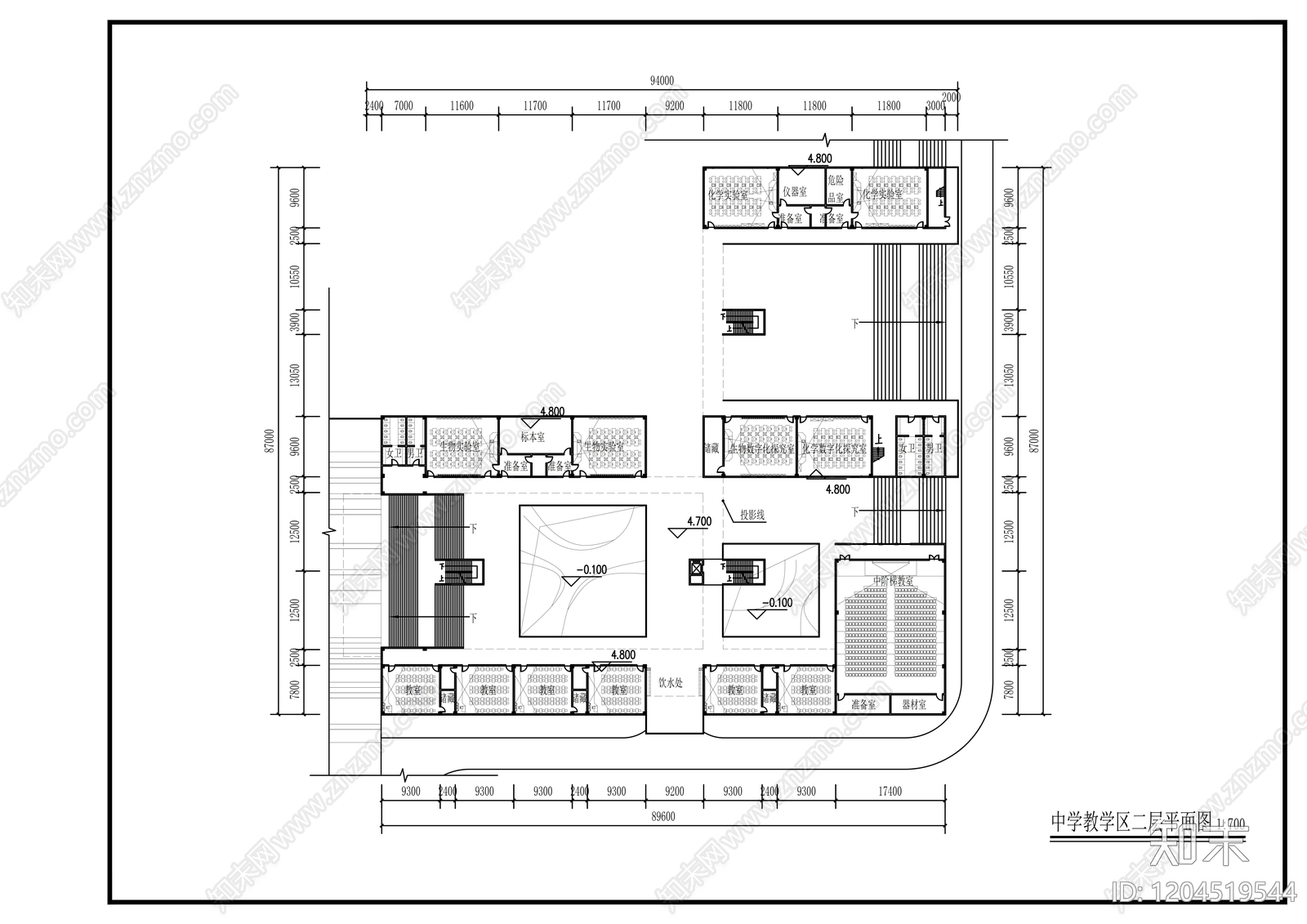 现代学校建筑cad施工图下载【ID:1204519544】