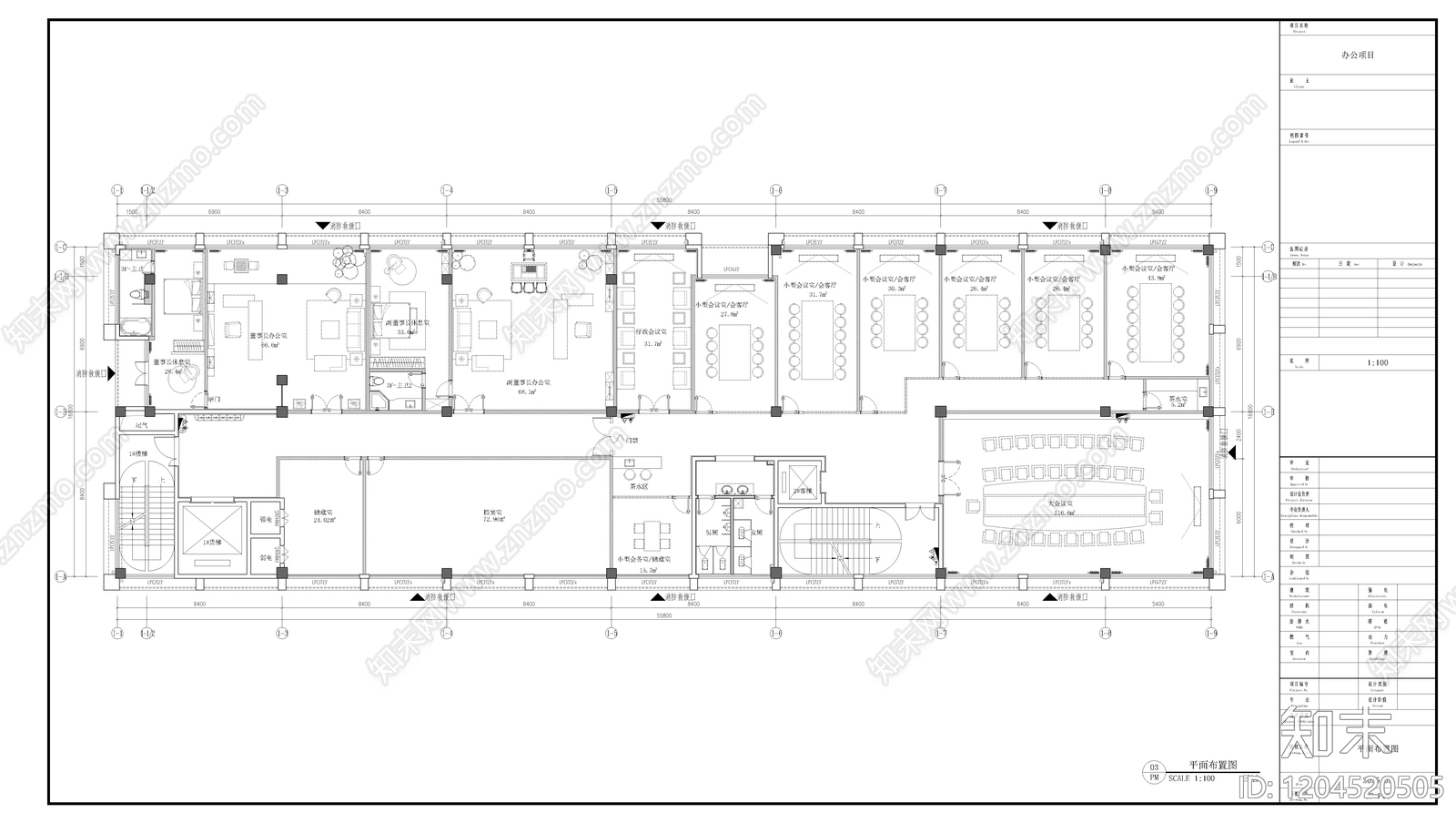 现代整体办公空间cad施工图下载【ID:1204520505】