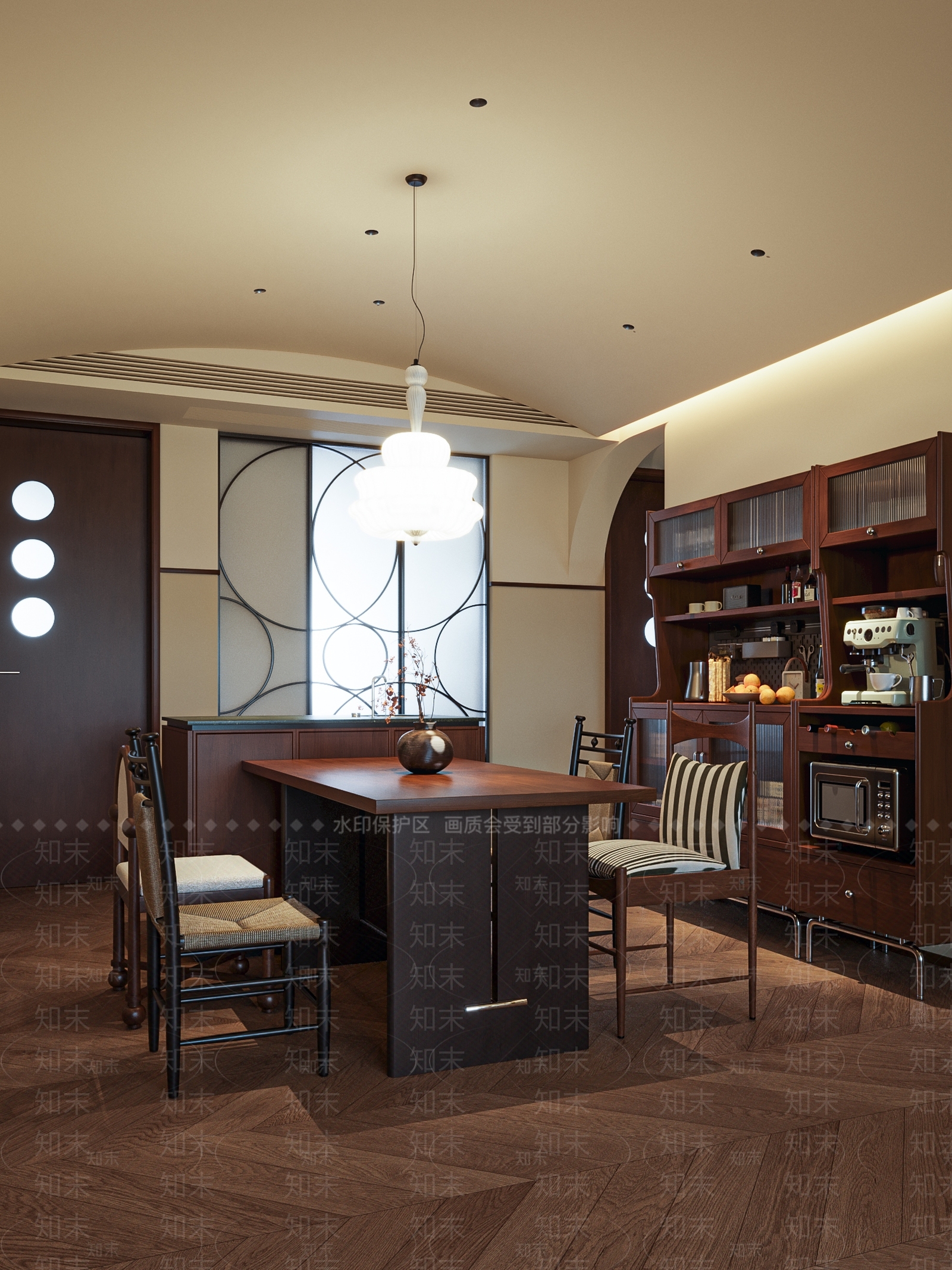 美式中古客餐厅3D模型下载【ID:1204561632】