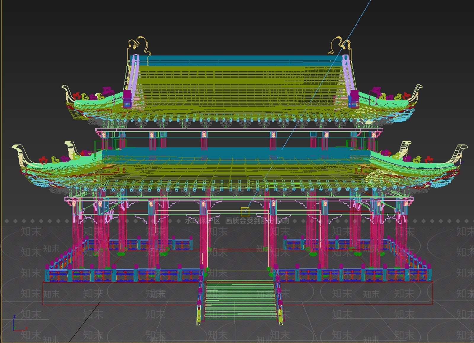 中式复古古建3D模型下载【ID:1204521619】