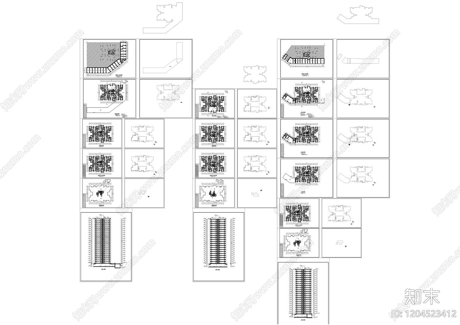 现代住宅楼建筑施工图下载【ID:1204523412】