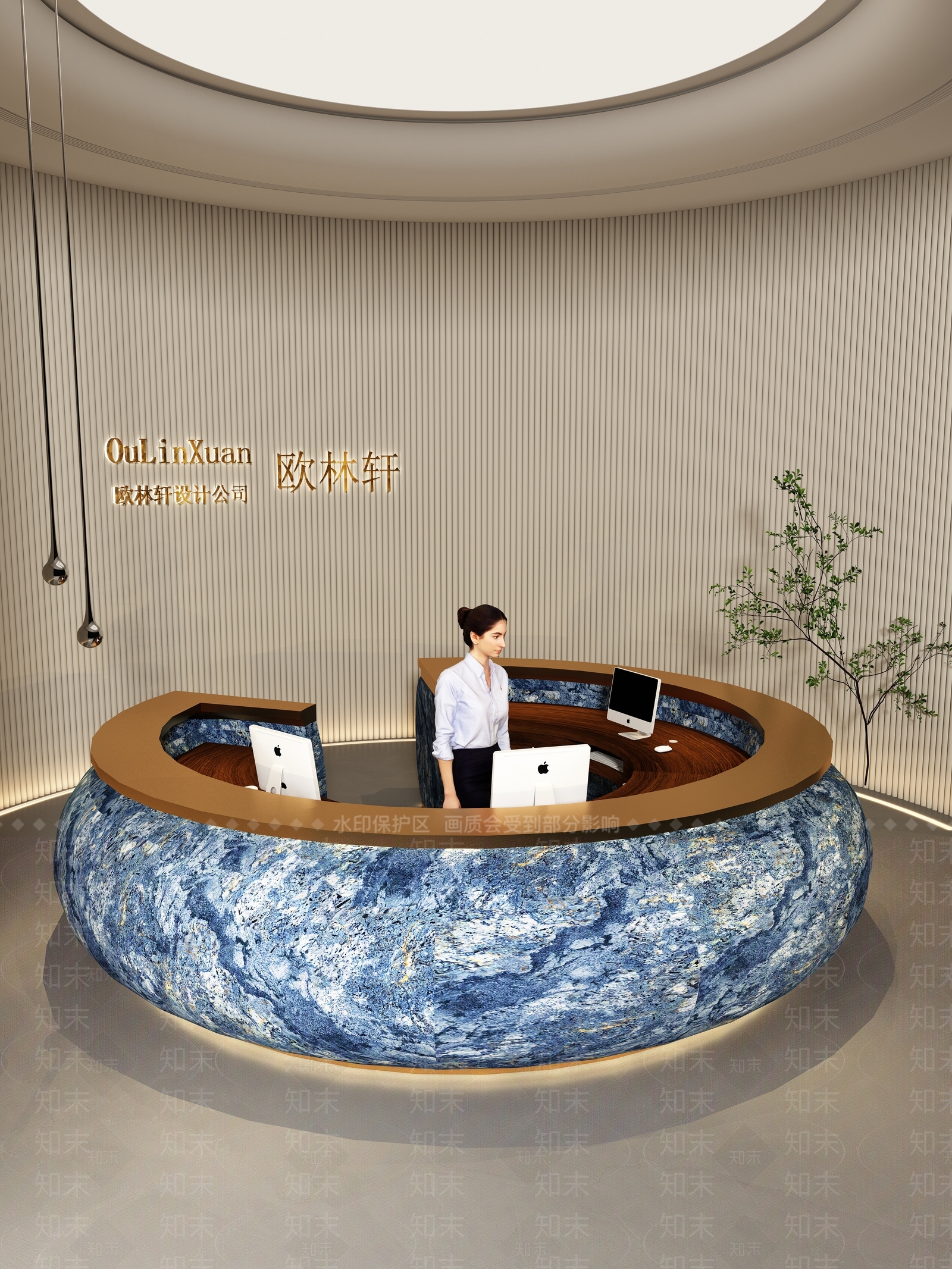 现代中式前台3D模型下载【ID:1204524119】