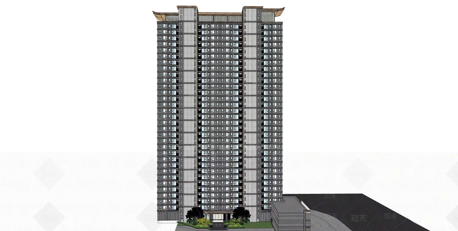 现代高层住宅SU模型下载【ID:1204524224】