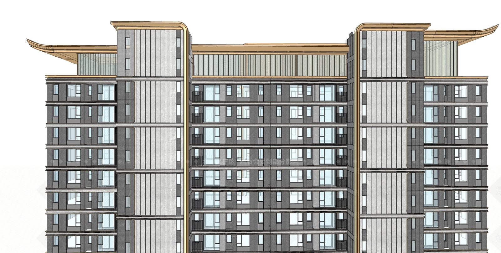 现代高层住宅SU模型下载【ID:1204524224】