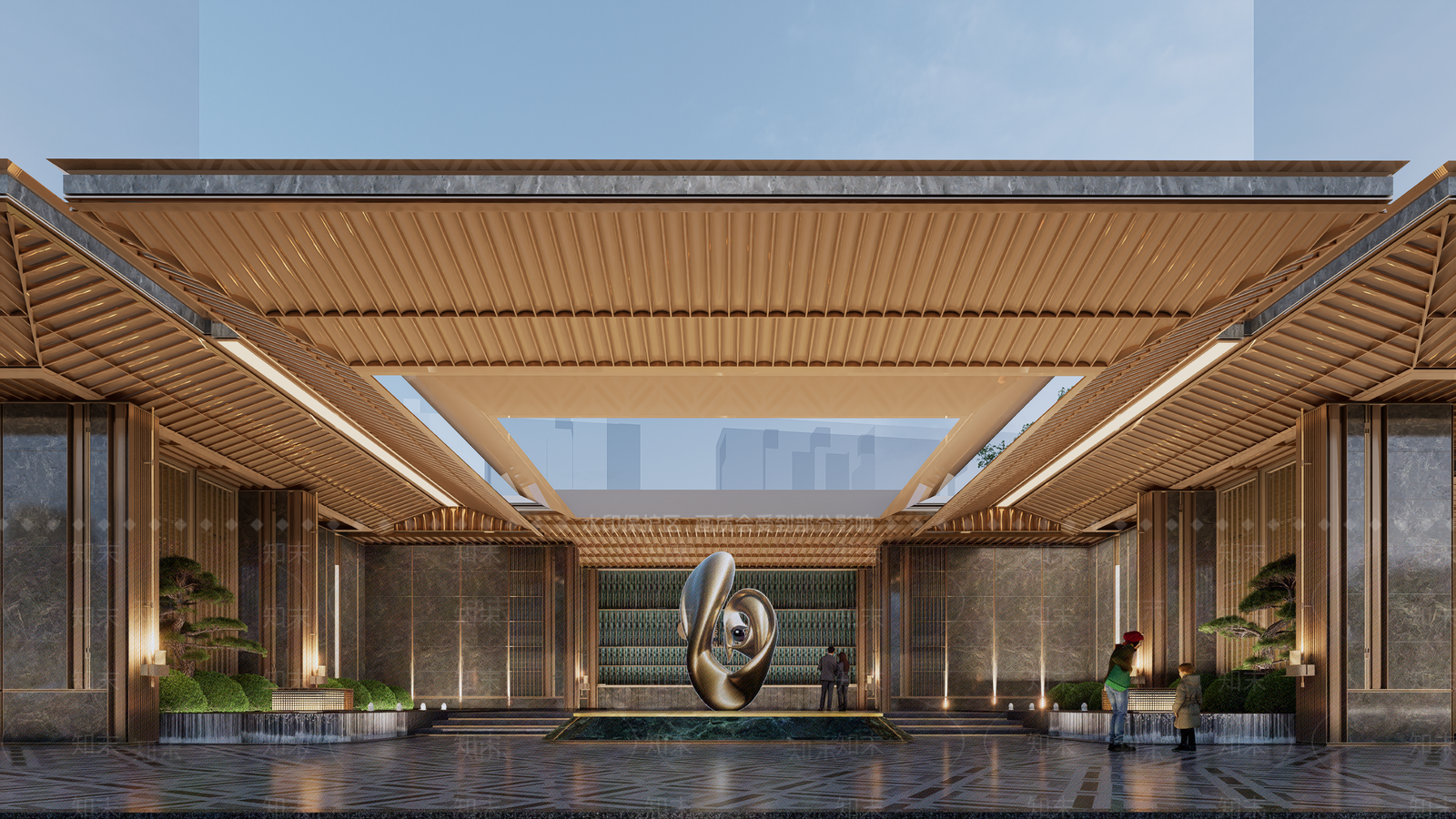 现代新中式小区建筑SU模型下载【ID:1204524383】