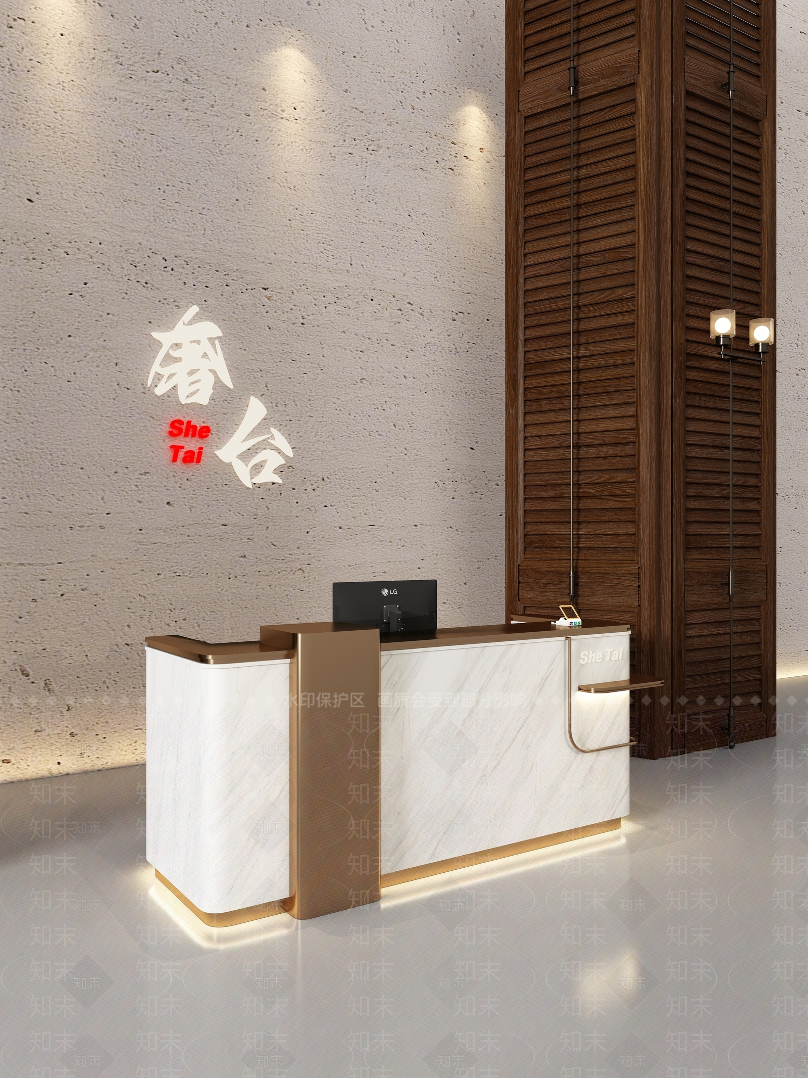 现代新中式前台3D模型下载【ID:1204524477】