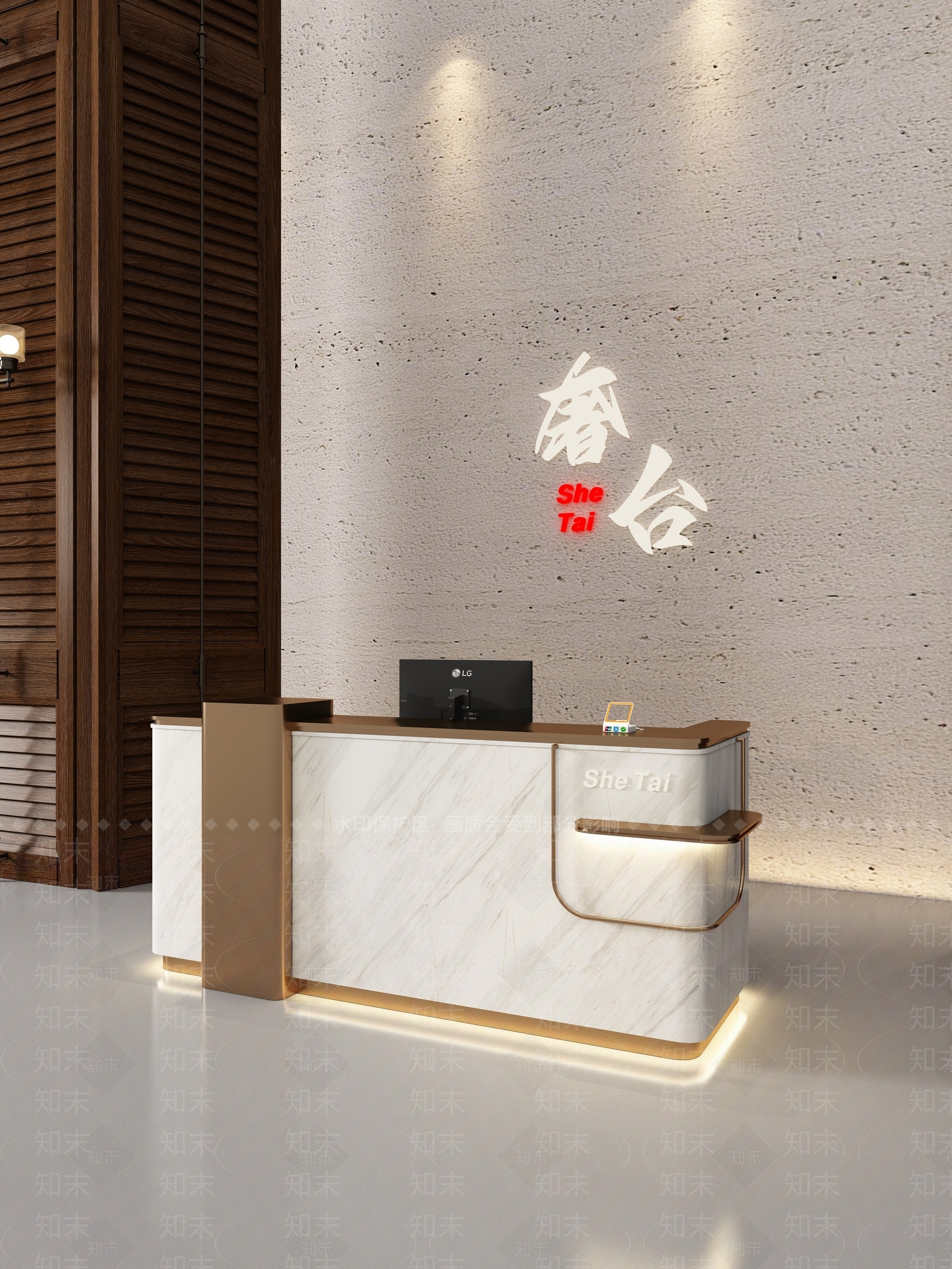 现代新中式前台3D模型下载【ID:1204524477】