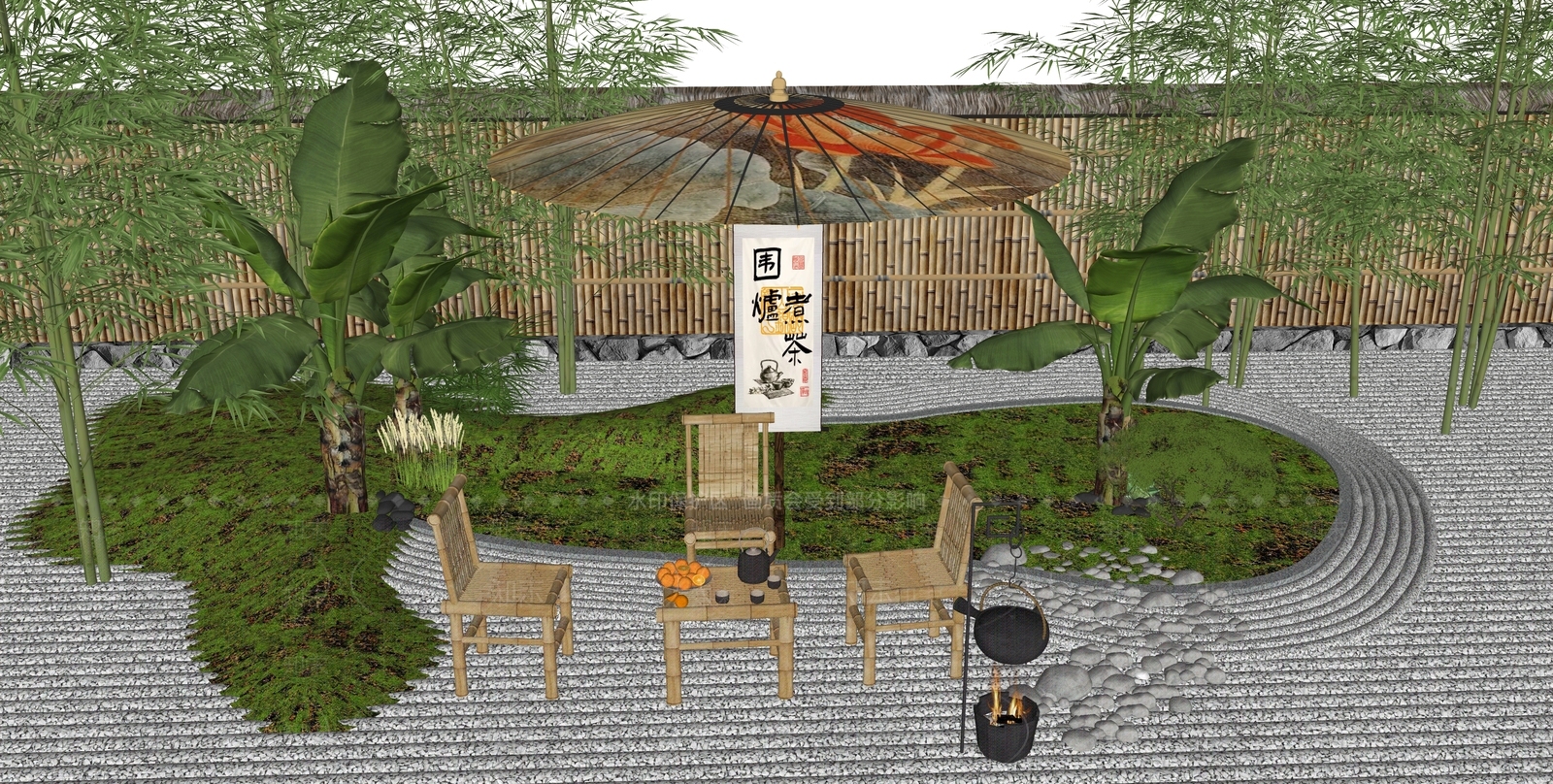 中式景观座椅SU模型下载【ID:1204524406】