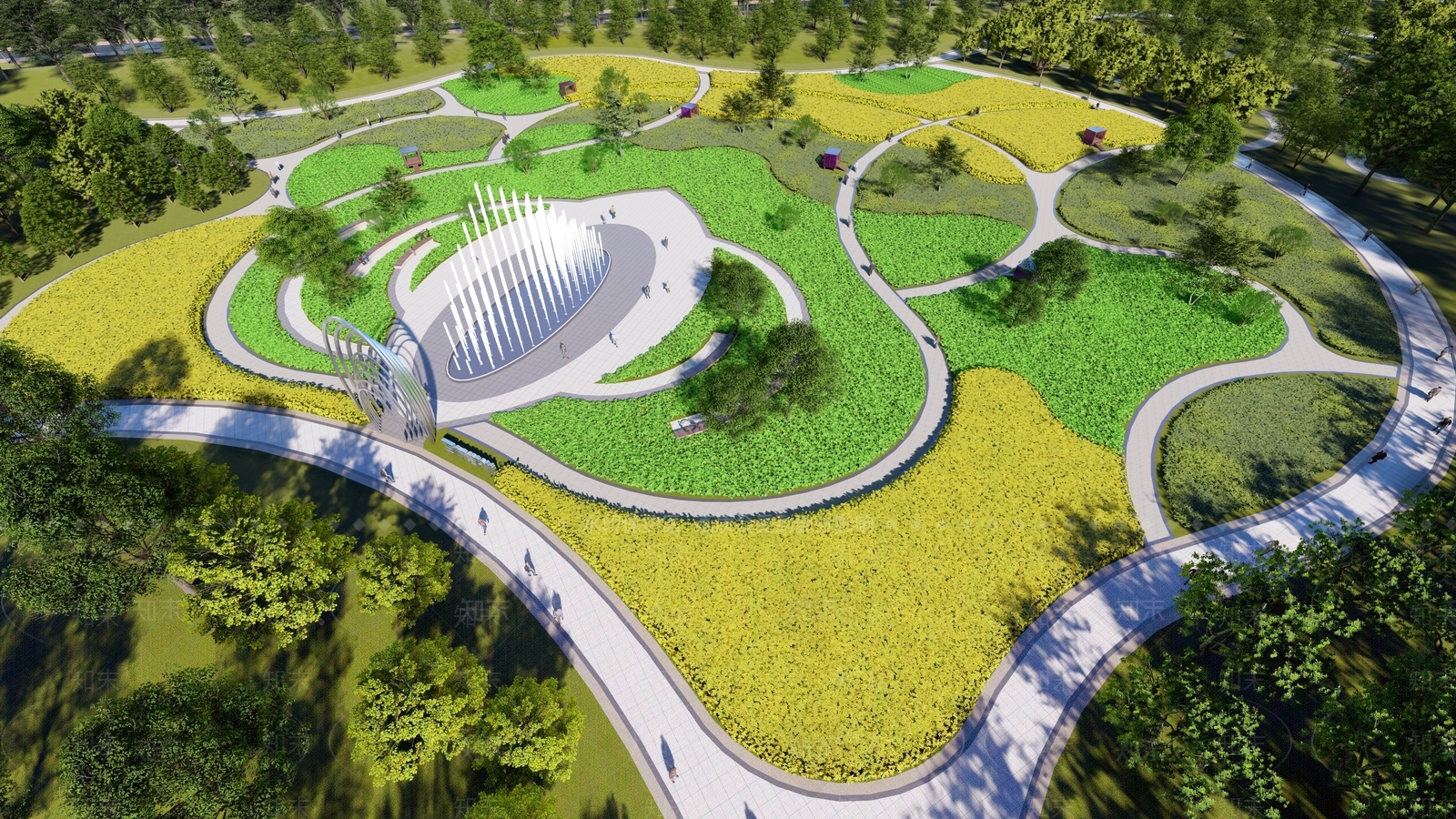 现代景观公园SU模型草图