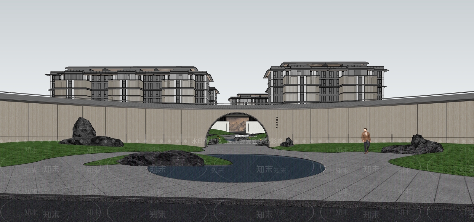 新中式多层住宅SU模型下载【ID:1204527037】