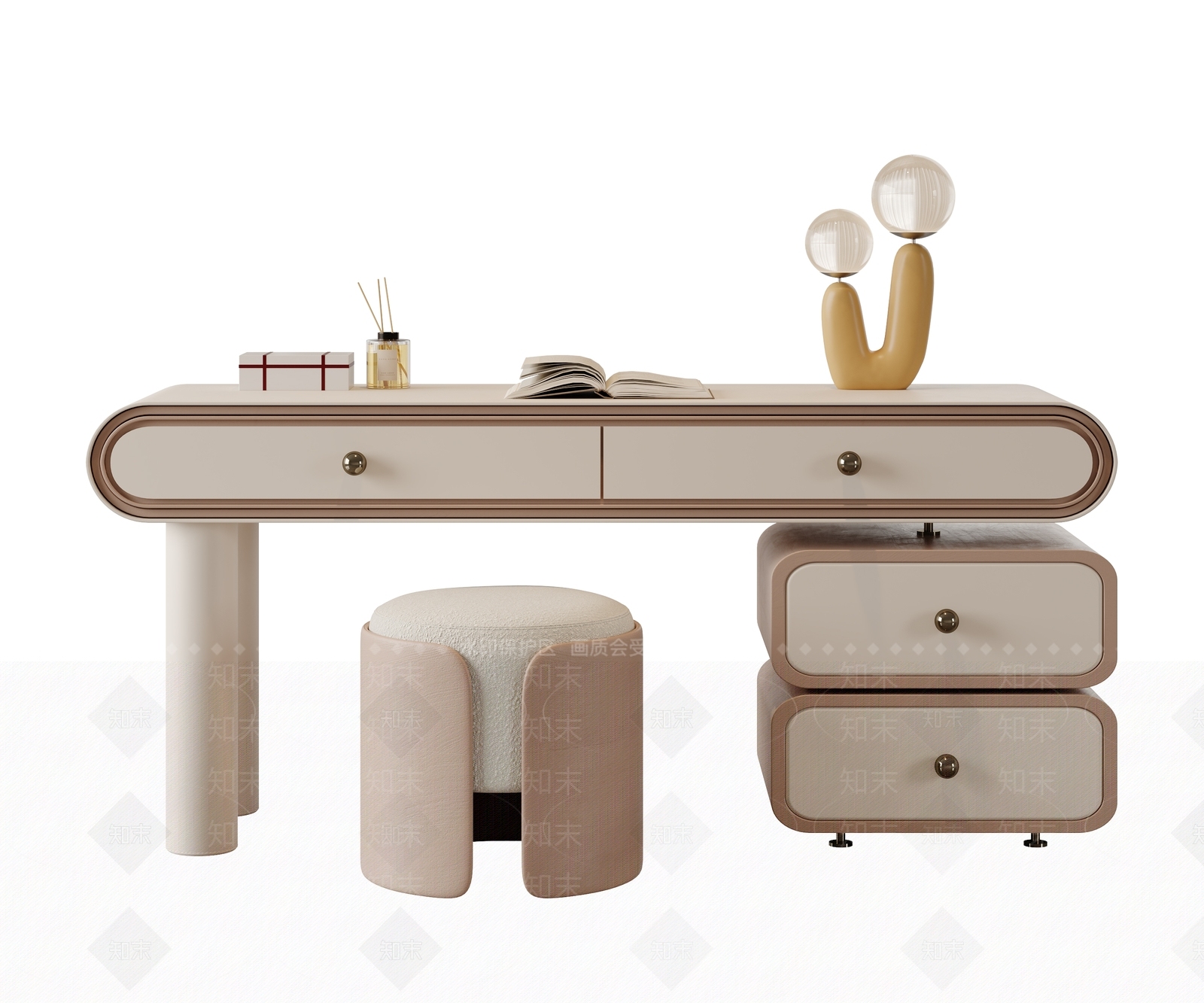 奶油简约儿童桌椅3D模型下载【ID:1204527383】