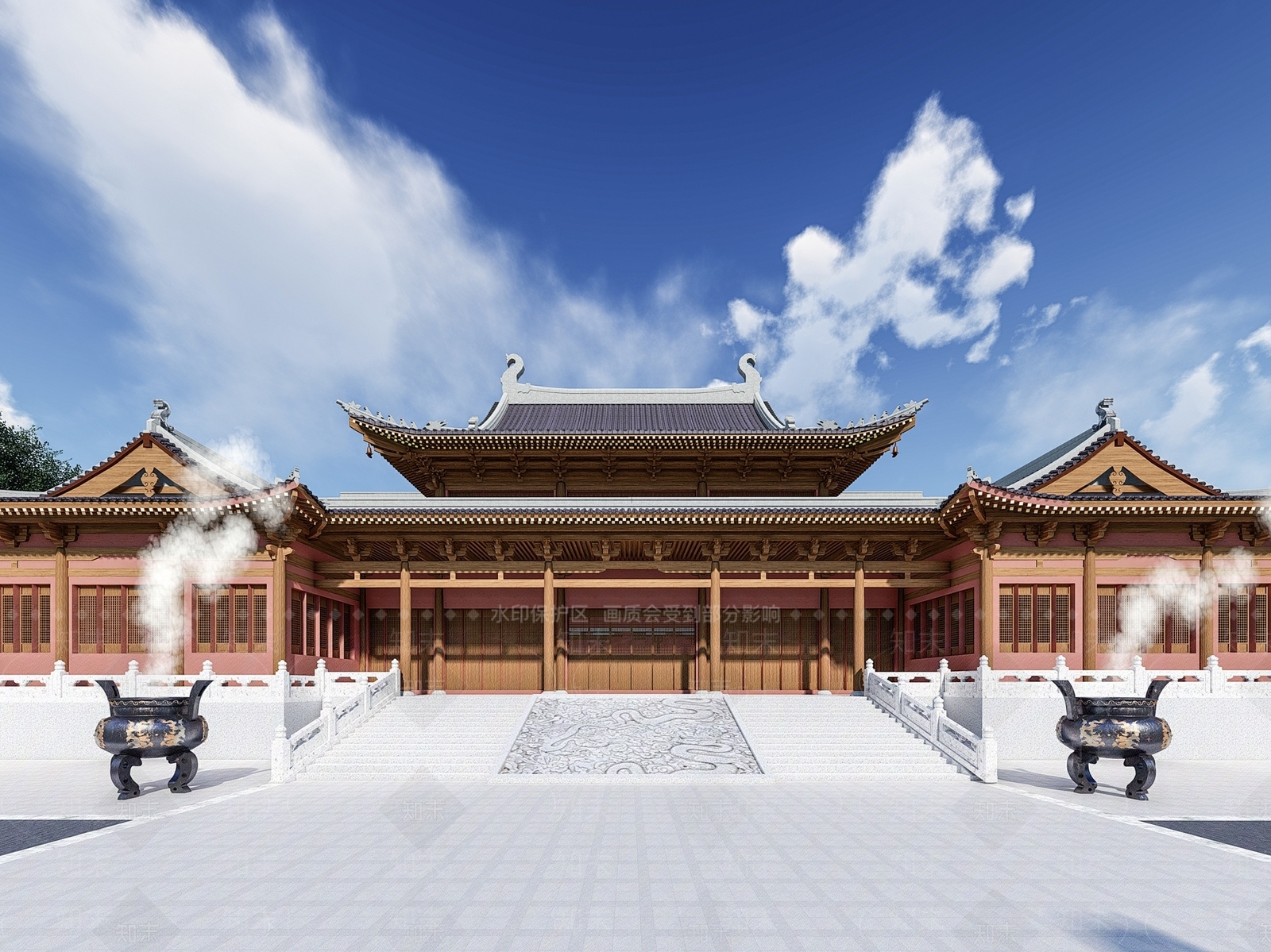 中式复古古建筑SU模型下载【ID:1204528375】