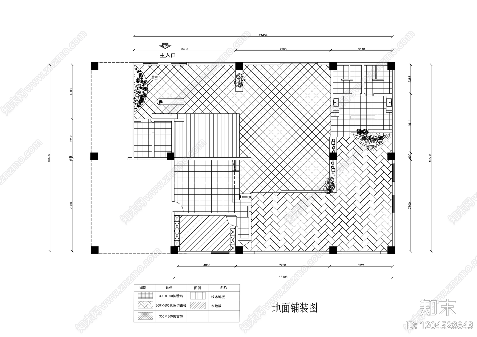 现代中式其他餐饮空间cad施工图下载【ID:1204528843】