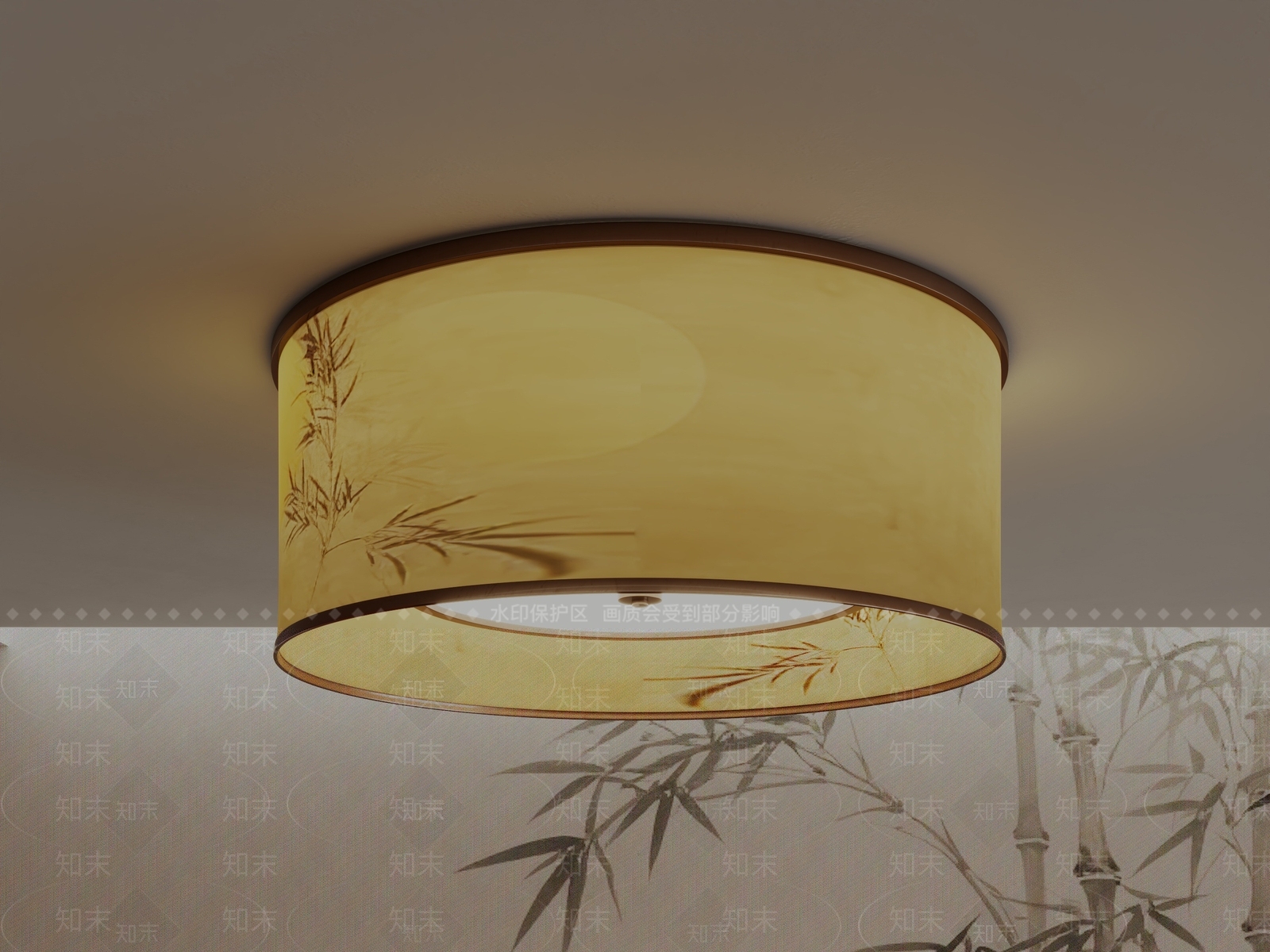 新中式禅意吸顶灯SU模型下载【ID:1204558646】