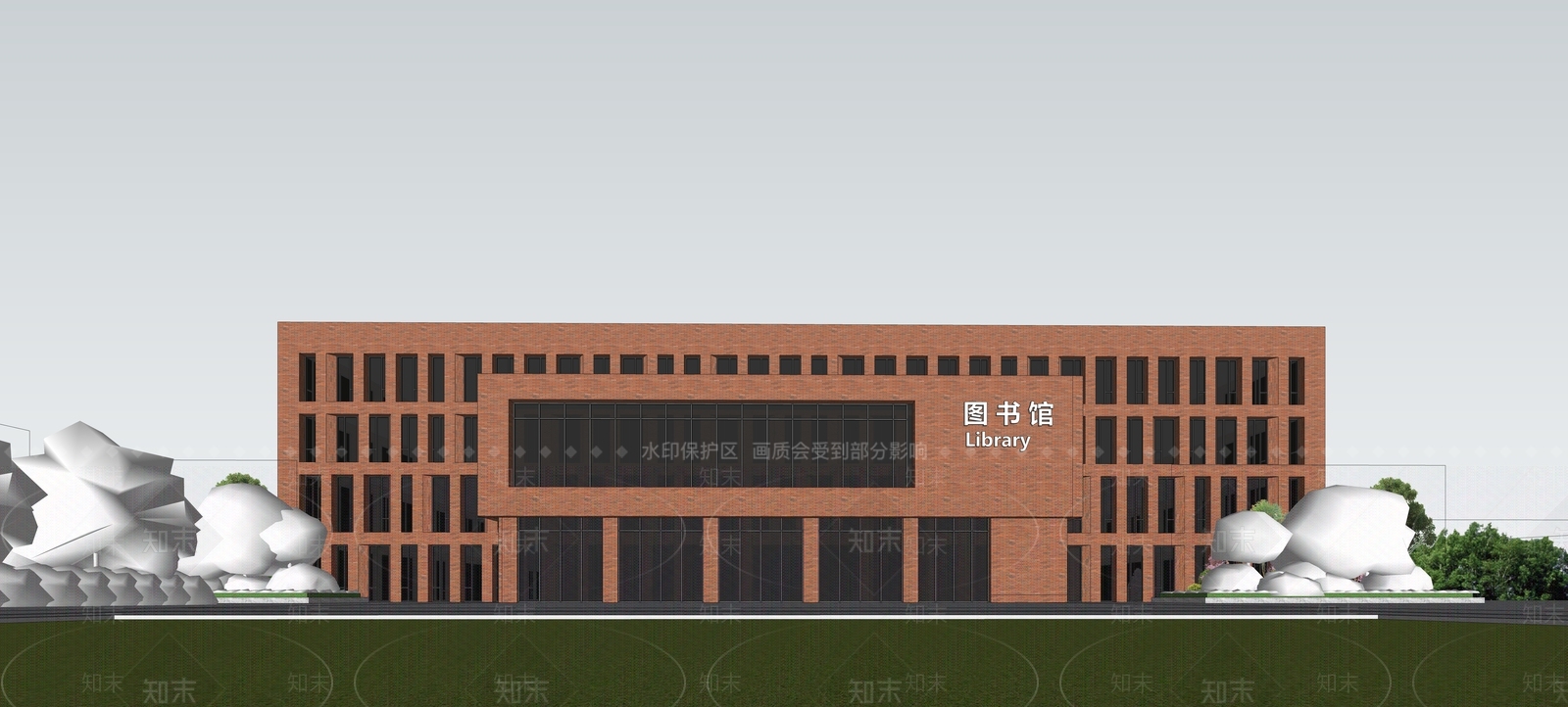 现代简约图书馆SU模型下载【ID:1204554111】