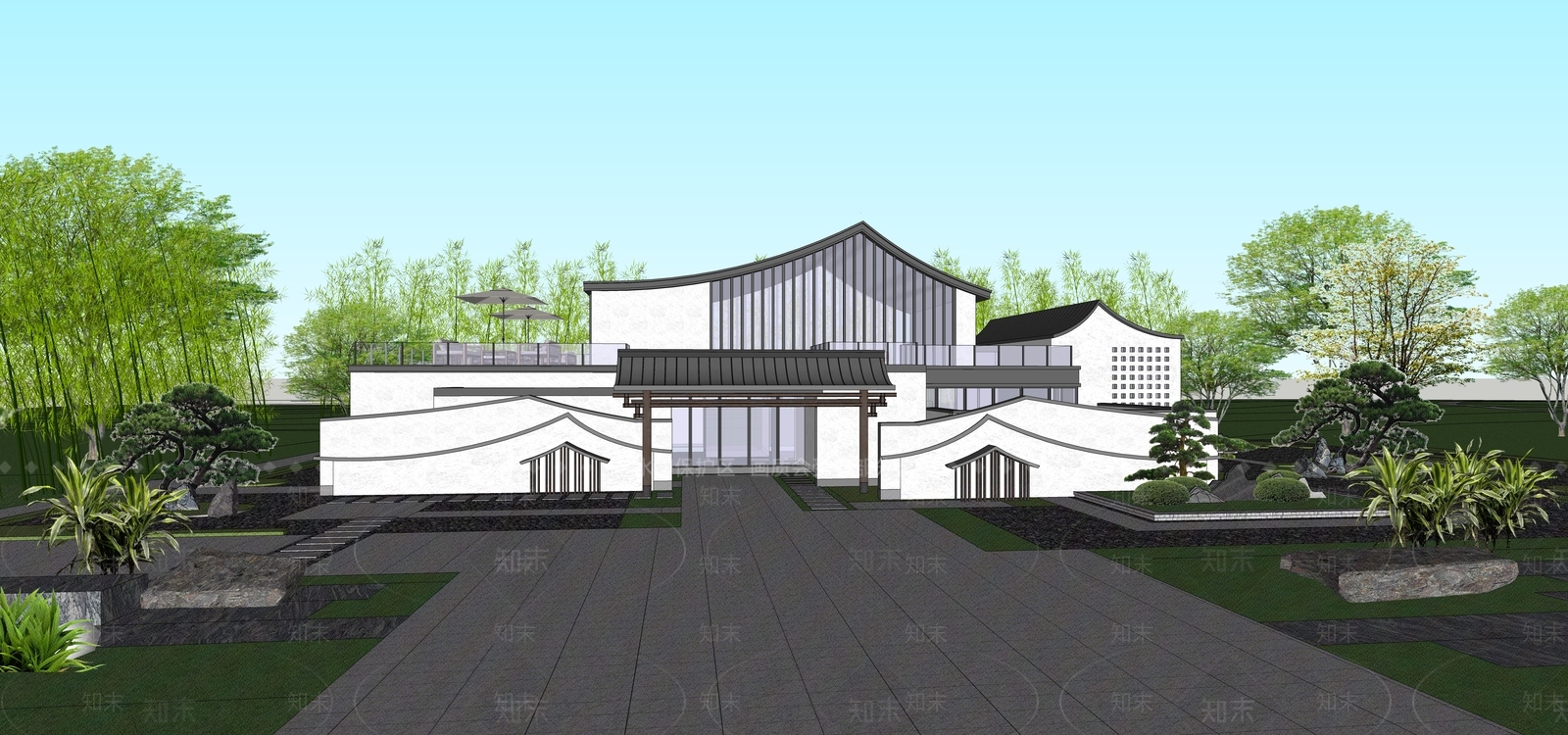 新中式中式其他公共建筑SU模型下载【ID:1204530449】