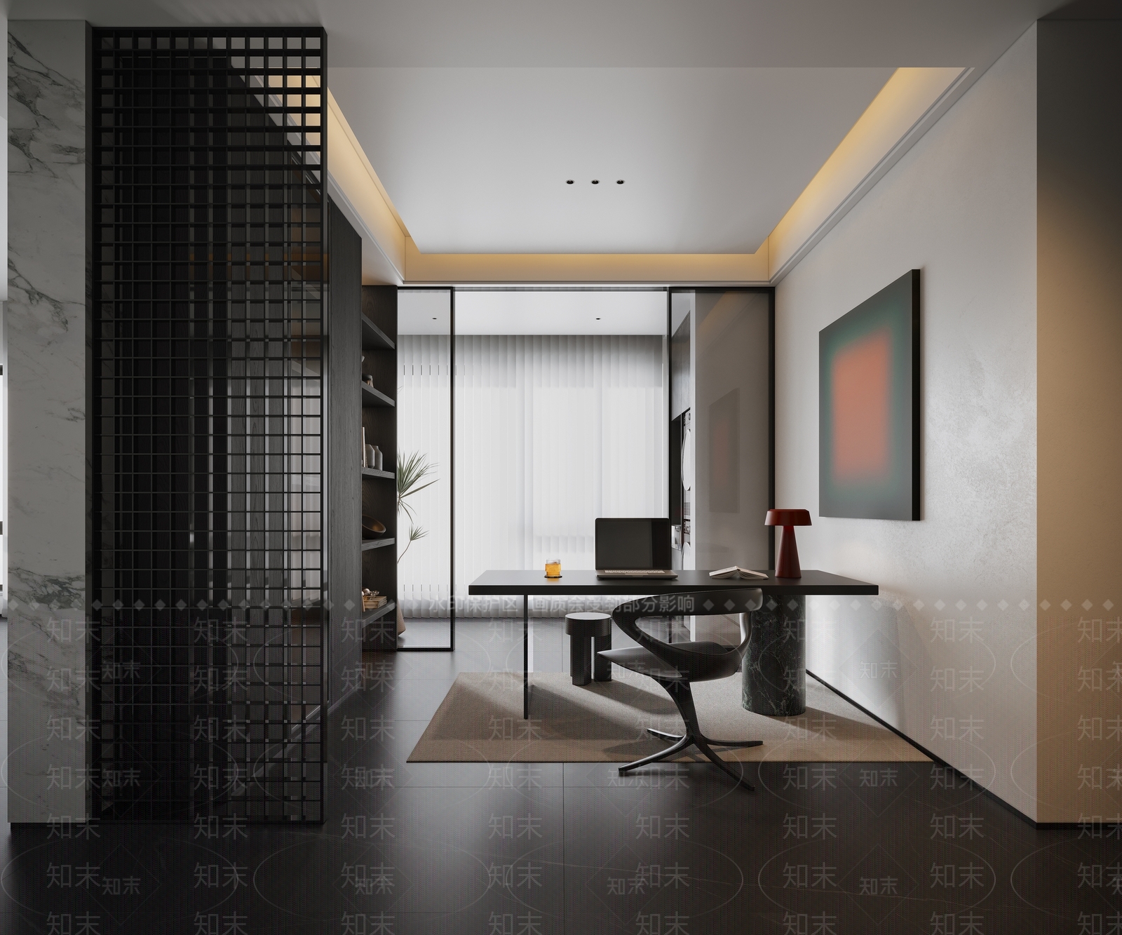 现代意式开放式书房3D模型下载【ID:1204533647】