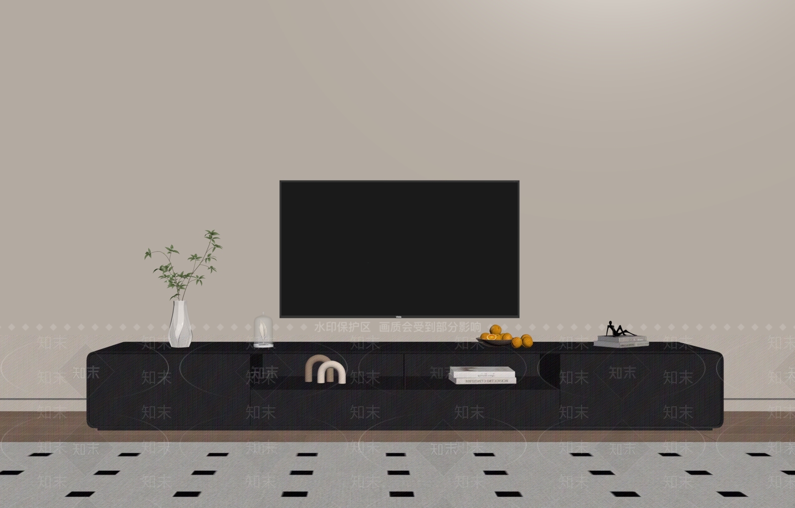 现代电视柜SU模型草图