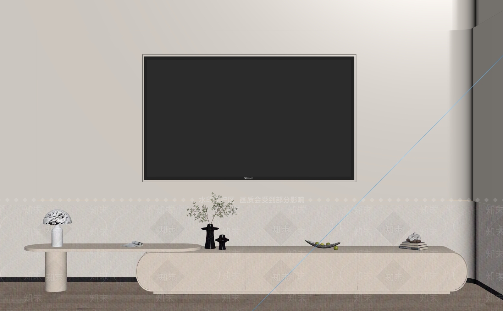 现代奶油电视柜SU模型下载【ID:1204535682】
